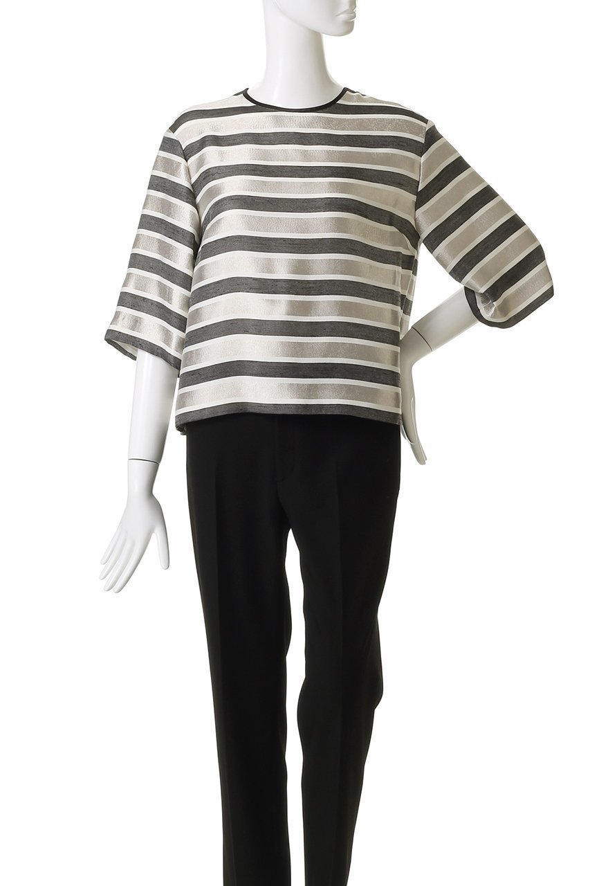 【エリオポール/heliopole】のグリッターストライプTEEブラウス 人気、トレンドファッション・服の通販 founy(ファニー) 　ファッション　Fashion　レディースファッション　Fashion for Women　トップス・カットソー　Cut & Sew Tops　シャツ・ブラウス・オフィスカジュアル　Elegant Blouses & Button-Ups　2025年　2025　2025-2026秋冬・A/W　Autumn/Winter 2025–26 AW25–26　サテン　Satin, Glossy Fabric　ショート　Short, Short Length　スリーブ　Sleeve, Long Sleeve / Short Sleeve　ボーダー　Border, Stripe　リュクス　Luxury, Elegant, High-End, Chic　定番　Standard, Basic Item　A/W・秋冬　Autumn/Winter　other-2|ID: prp329100004639144 ipo3291000000033439038