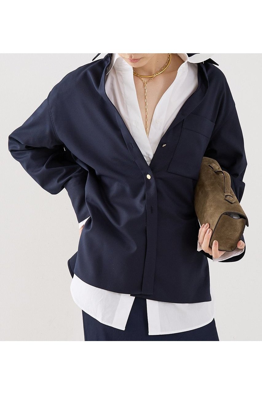 【ザ ストア バイ シー/THE STORE by C】の【COCUCA】オーバーシャツジャケット インテリア・キッズ・メンズ・レディースファッション・服の通販 founy(ファニー) 　ファッション　Fashion　レディースファッション　Fashion for Women　アウター　Coat / Outerwear Collection　レディースジャケット・軽アウター　Jackets　トップス・カットソー　Cut & Sew Tops　ウォッシャブル　Machine Washable　ジャケット　Jacket, Outerwear　ストレッチ　Stretch, Stretchy Fabric　スリット　Slit, Slit Detail　スリーブ　Sleeve, Long Sleeve / Short Sleeve　セットアップ　Set-Up, Coordinated Outfit　タートル　Turtleneck, Turtle Collar　ポケット　Pocket, Pocket Detail　別注　Limited Edition, Custom Order　ロング　Long, Long-Length　A/W・秋冬　Autumn/Winter　おすすめ　Recommended / Our Picks　2025年　2025　2025-2026秋冬・A/W　Autumn/Winter 2025–26 AW25–26　ネイビー|ID: prp329100004639147 ipo3291000000033439065