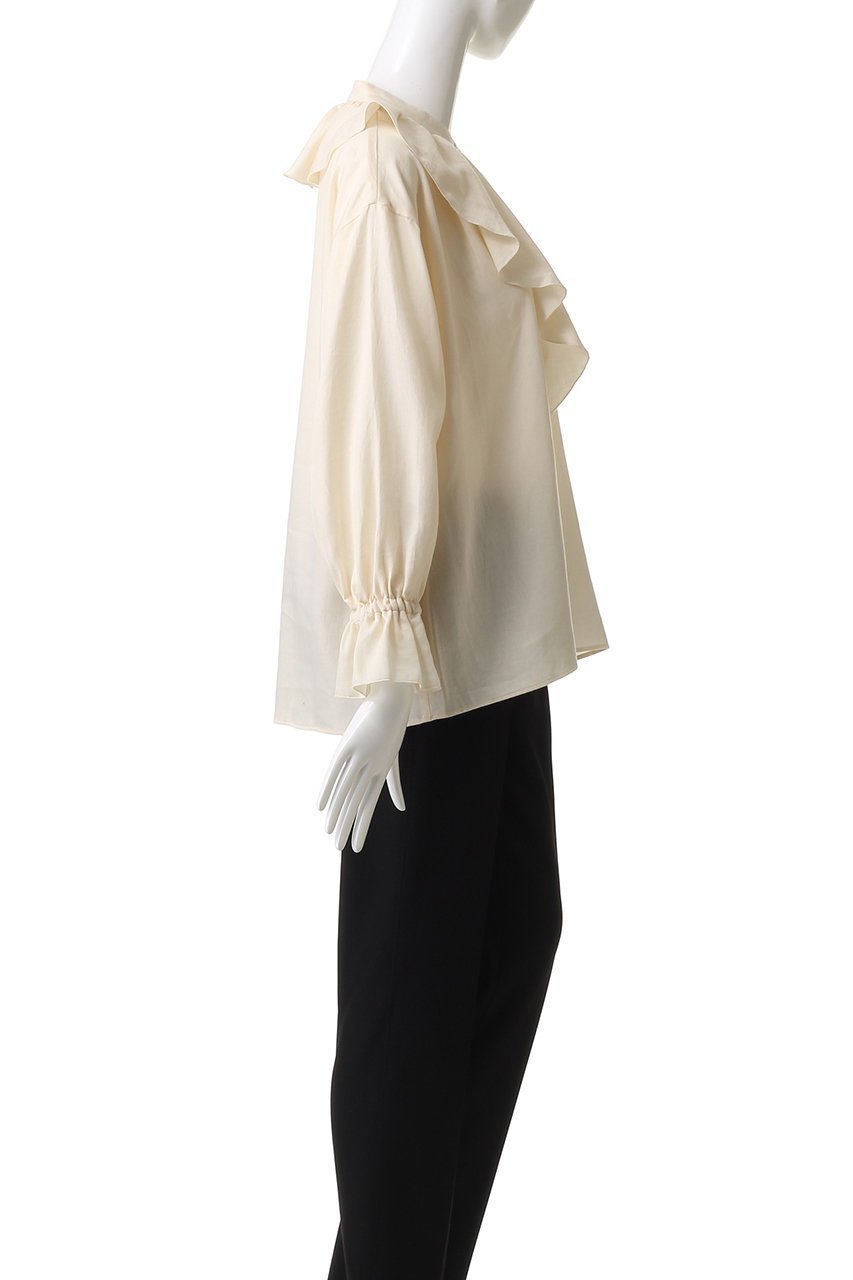 【ナナデコール/nanadecor】のエアリーサテンフリルブラウス 人気、トレンドファッション・服の通販 founy(ファニー) 　ファッション　Fashion　レディースファッション　Fashion for Women　トップス・カットソー　Cut & Sew Tops　シャツ・ブラウス・オフィスカジュアル　Elegant Blouses & Button-Ups　エアリー　Airy Texture　サテン　Satin, Glossy Fabric　スタンド　Stand Collar, Upright Stand　スリーブ　Sleeve, Long Sleeve / Short Sleeve　フリル　Frill, Ruffle　フロント　Front, Front Design　ロング　Long, Long-Length　新作・新入荷　New Arrivals / New In　other-3|ID: prp329100004639149 ipo3291000000033439094