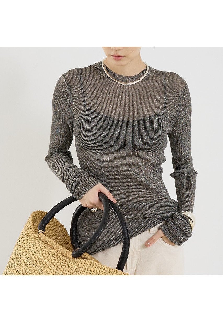 【ザ ストア バイ シー/THE STORE by C】の【COCUCA】ラメリブニット インテリア・キッズ・メンズ・レディースファッション・服の通販 founy(ファニー) 　ファッション　Fashion　レディースファッション　Fashion for Women　トップス・カットソー　Cut & Sew Tops　ニット　Knit Tops & Sweaters　カジュアルプルオーバー・ニットトップス　Pullovers & Knit Tops / Casual Pullovers　2025年　2025　2025-2026秋冬・A/W　Autumn/Winter 2025–26 AW25–26　なめらか　Smooth, Silky Texture　イタリア　Italy　シェイプ　Shape, Slim Fit　バランス　Balance, Style Balance　ラグジュアリー　Luxury, Elegant　A/W・秋冬　Autumn/Winter　グレー|ID: prp329100004639164 ipo3291000000033439238