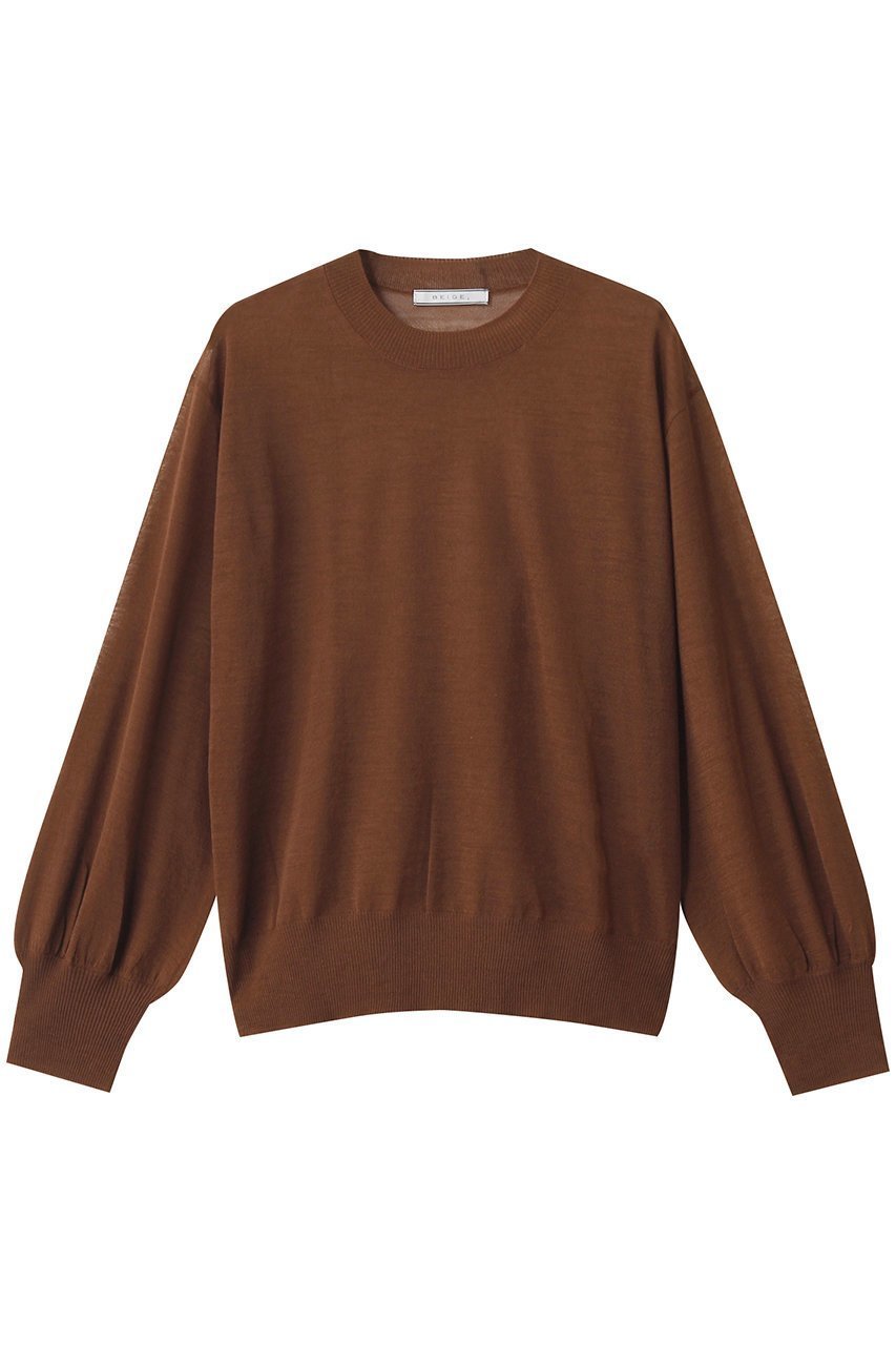 【ベイジ,/BEIGE,】のCADDO(キャドー)/シアーウールクルーネックトップス インテリア・キッズ・メンズ・レディースファッション・服の通販 founy(ファニー) 　ファッション　Fashion　レディースファッション　Fashion for Women　トップス・カットソー　Cut & Sew Tops　ニット　Knit Tops & Sweaters　カジュアルプルオーバー・ニットトップス　Pullovers & Knit Tops / Casual Pullovers　ギャザー　Gathered, Ruffled　シアー　Sheer, See-Through　シンプル　Simple, Minimal　ボトム　Bottoms, Lower Wear　ロング　Long, Long-Length　新作・新入荷　New Arrivals / New In　Brown|ID: prp329100004639168 ipo3291000000033439268