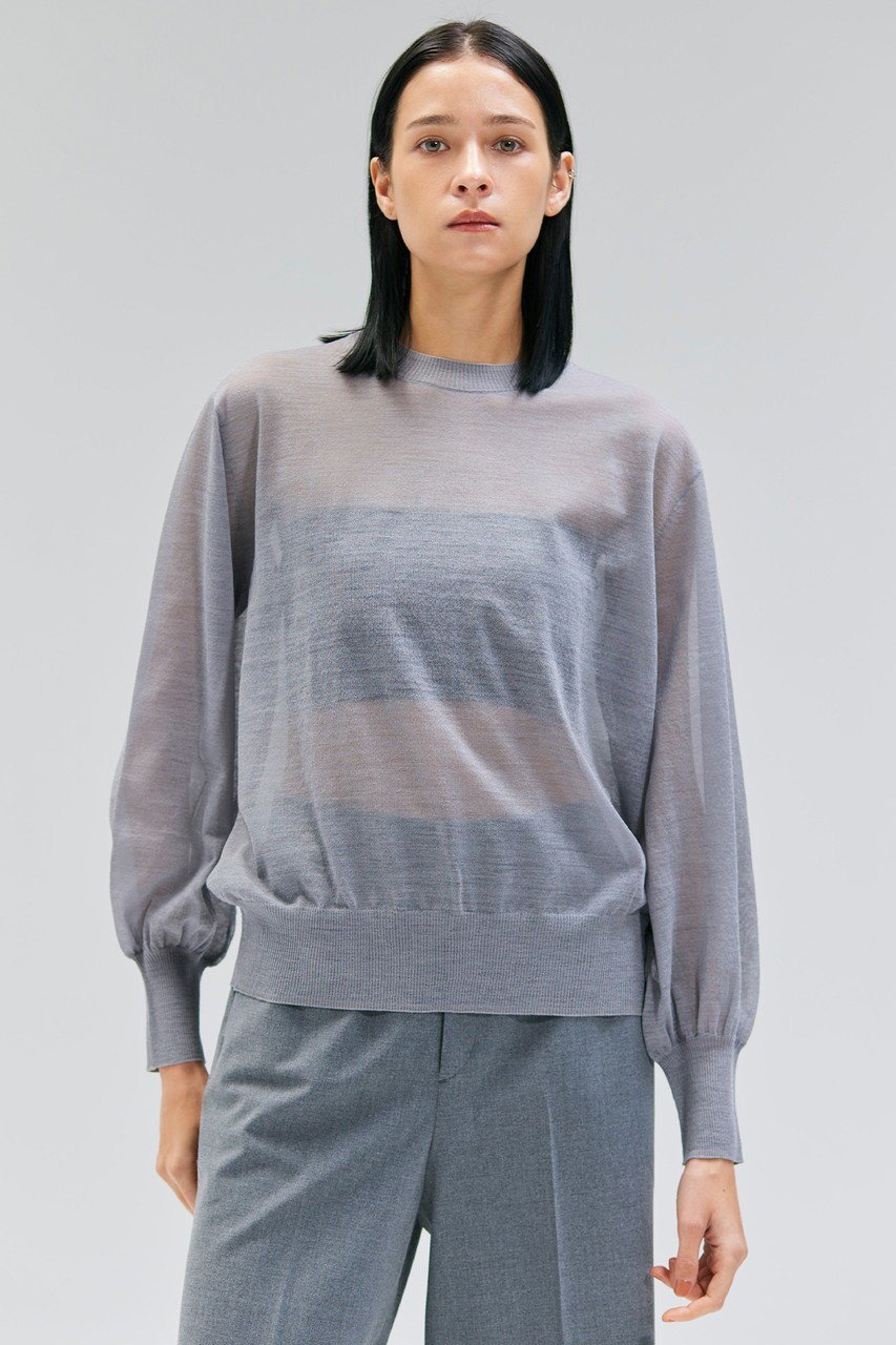 【ベイジ,/BEIGE,】のCADDO(キャドー)/シアーウールクルーネックトップス 人気、トレンドファッション・服の通販 founy(ファニー) 　ファッション　Fashion　レディースファッション　Fashion for Women　トップス・カットソー　Cut & Sew Tops　ニット　Knit Tops & Sweaters　カジュアルプルオーバー・ニットトップス　Pullovers & Knit Tops / Casual Pullovers　ギャザー　Gathered, Ruffled　シアー　Sheer, See-Through　シンプル　Simple, Minimal　ボトム　Bottoms, Lower Wear　ロング　Long, Long-Length　other-7|ID: prp329100004639168 ipo3291000000033878775