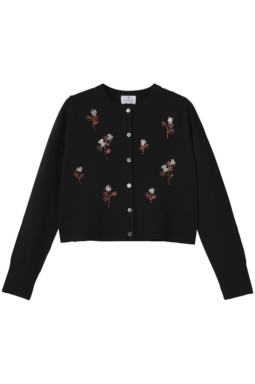 【ランバン オン ブルー/LANVIN en Bleu】のフラワービーズ刺しゅうカーディガン インテリア・キッズ・メンズ・レディースファッション・服の通販 founy(ファニー) 　ファッション　Fashion　レディースファッション　Fashion for Women　トップス・カットソー　Cut & Sew Tops　ニット　Knit Tops & Sweaters　カーディガン・羽織り　Layered Style Cardigans　2025年　2025　2025-2026秋冬・A/W　Autumn/Winter 2025–26 AW25–26　カーディガン　Cardigan, Knitwear　フラワー　Flower, Floral　モチーフ　Motif, Design Theme　エレガント 上品　Elegant　A/W・秋冬　Autumn/Winter　ブラック|ID: prp329100004639174 ipo3291000000033439305