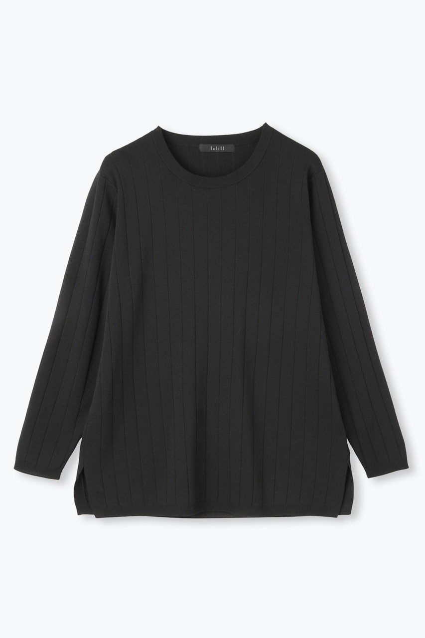 【レリル/lelill】のハイテクワイドリブ ニット インテリア・キッズ・メンズ・レディースファッション・服の通販 founy(ファニー) 　ファッション　Fashion　レディースファッション　Fashion for Women　トップス・カットソー　Cut & Sew Tops　ニット　Knit Tops & Sweaters　カジュアルプルオーバー・ニットトップス　Pullovers & Knit Tops / Casual Pullovers　シンプル　Simple, Minimal　リブニット　Rib Knit, Ribbed Knit　ワイドリブ　Wide Rib, Wide Ribbed Knit　洗える　Machine Washable　ブラック|ID: prp329100004639177 ipo3291000000036466112