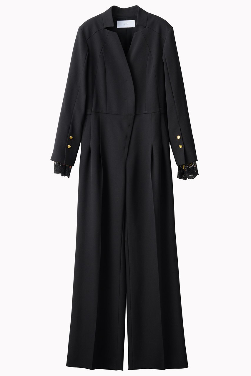 【ミューラル/MURRAL】のSlit sleeve lace ジャンプスーツ インテリア・キッズ・メンズ・レディースファッション・服の通販 founy(ファニー) 　ファッション　Fashion　レディースファッション　Fashion for Women　パンツ　Pants & Trousers　オケージョン　Occasion Wear　カッティング　Cutting Detail　カフス　Cuff Design　ストレート　Straight, Straight Cut　スリット　Slit, Slit Detail　スリーブ　Sleeve, Long Sleeve / Short Sleeve　スーツ　Suit, Formalwear　テーラード　Tailored, Tailored Fit　フォルム　Silhouette, Form　レース　Lace, Lace Fabric　ブラック|ID: prp329100004639196 ipo3291000000033439465