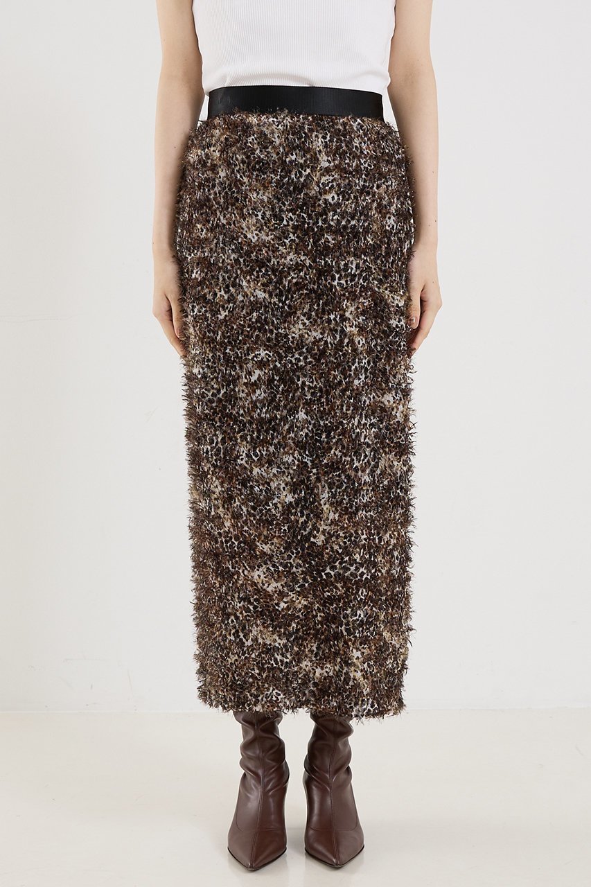 【ザ ストア バイ シー/THE STORE by C】の【COCUCA】レオパードシャギースカート 人気、トレンドファッション・服の通販 founy(ファニー) 　ファッション　Fashion　レディースファッション　Fashion for Women　スカート　Skirts　ロングスカート　Long Skirts / Maxi & Midi Skirts　おすすめ　Recommended / Our Picks　エレガント 上品　Elegant　シルク　Silk, 100% Silk　ジャカード／ジャガード　Jacquard, Woven Pattern　フェザー　Feather, Feather Detail　プリント　Print, Printed Pattern　ミックス　Mix, Mixed Style　レオパード　Leopard, Animal Print　ロング　Long, Long-Length　other-6|ID: prp329100004639209 ipo3291000000035868424
