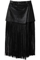 【メゾンスペシャル/MAISON SPECIAL】のfaux Leather Fringe Wrap Skirt/フェイクレザーフリンジラップスカート BLK(ブラック)|ID: prp329100004639210 ipo3291000000036133092