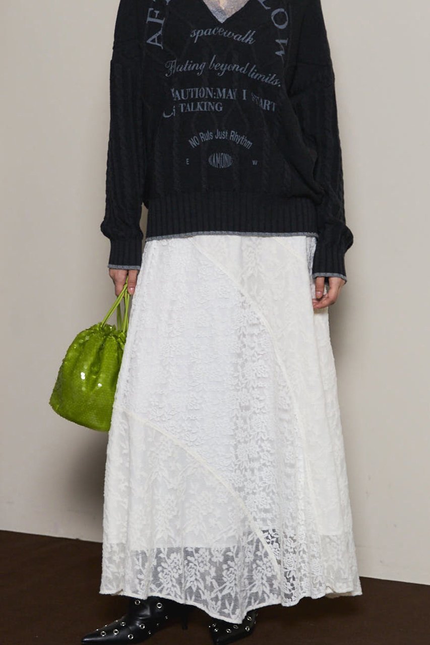【メゾンスペシャル/MAISON SPECIAL】のRandom Lace Flare Skirt/ランダムレースフレアスカート 人気、トレンドファッション・服の通販 founy(ファニー) 　ファッション　Fashion　レディースファッション　Fashion for Women　スカート　Skirts　Aライン・フレアスカート　A-Line & Flared Skirts　ロングスカート　Long Skirts / Maxi & Midi Skirts　2025年　2025　2025-2026秋冬・A/W　Autumn/Winter 2025–26 AW25–26　インナー　Innerwear　ドッキング　Docking, Mixed Material　ドレープ　Drape, Draping Fabric　レース　Lace, Lace Fabric　ロング　Long, Long-Length　エレガント 上品　Elegant　A/W・秋冬　Autumn/Winter　other-7|ID: prp329100004639218 ipo3291000000033439649
