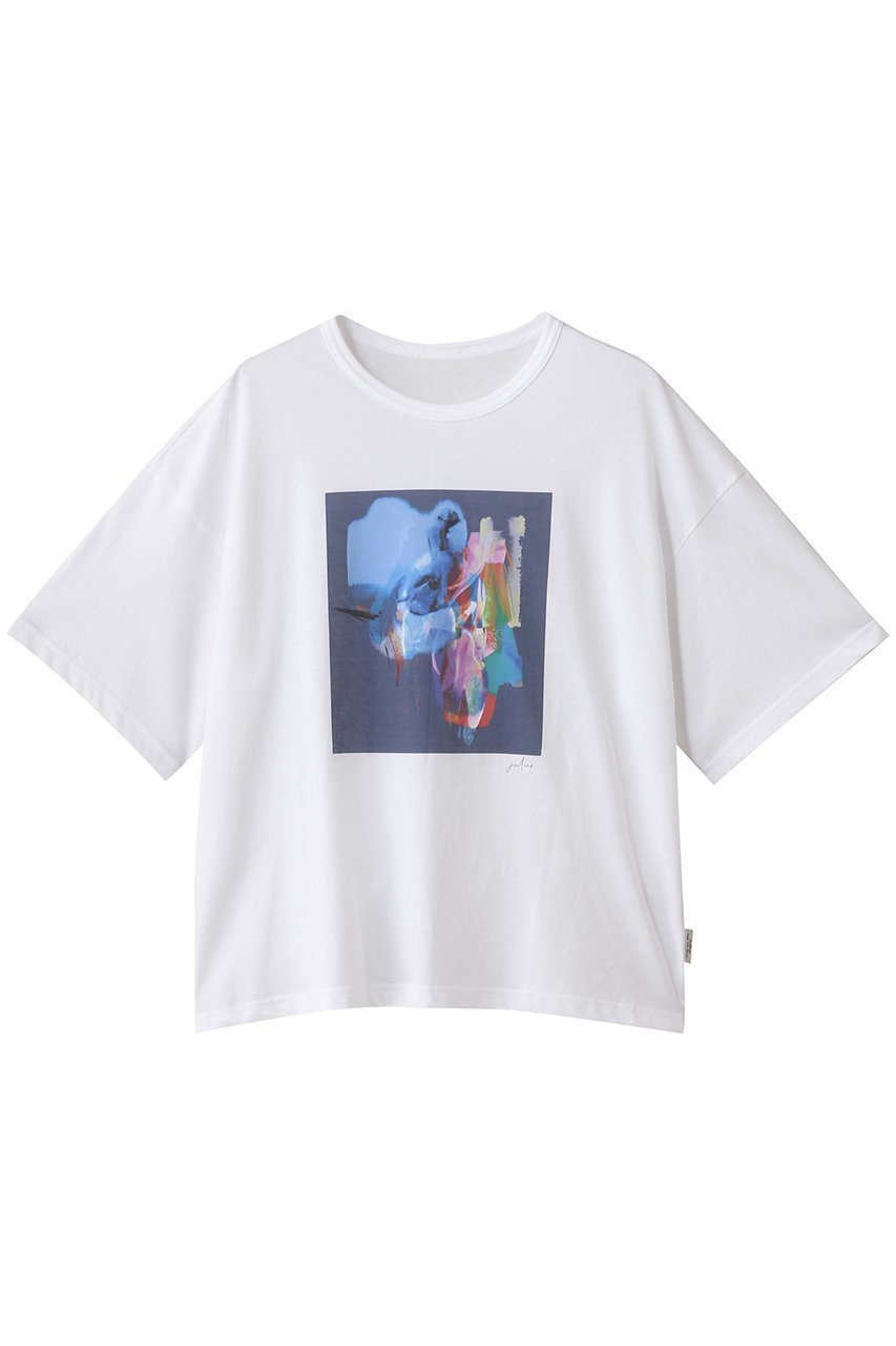 【ジュリエ/Julier】のKanako Sasakiコラボ プリントTシャツ インテリア・キッズ・メンズ・レディースファッション・服の通販 founy(ファニー) 　ファッション　Fashion　レディースファッション　Fashion for Women　トップス・カットソー　Cut & Sew Tops　シャツ・ブラウス・オフィスカジュアル　Elegant Blouses & Button-Ups　ロングTシャツ・Tシャツ　Longline T-Shirts & Tees　スポーツウェア　Functional & Stylish Sportswear　スポーツ トップス　Athletic Tops / Workout Tops / Training Shirts　コラボ　Collaboration, Collab　スポーツ　Sports, Activewear　プリント　Print, Printed Pattern　ボトム　Bottoms, Lower Wear　ワーク　Workwear, Utility Style　エレガント 上品　Elegant　新作・新入荷　New Arrivals / New In　ブルー系|ID: prp329100004639247 ipo3291000000033439946