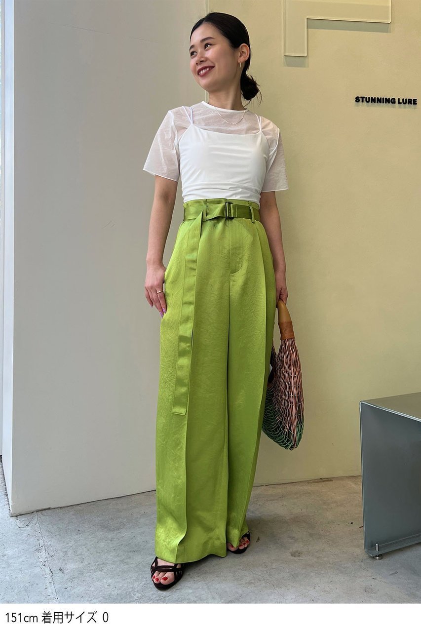 【スタニングルアー/STUNNING LURE】のrベルテッドストレートパンツ 人気、トレンドファッション・服の通販 founy(ファニー) 　ファッション　Fashion　レディースファッション　Fashion for Women　パンツ　Pants & Trousers　シルク　Silk, 100% Silk　ストレート　Straight, Straight Cut　ツイル　Twist, Twisted Detail　リアル　Real, Realistic　ワイド　Wide, Wide Fit　other-8|ID: prp329100004639251 ipo3291000000033440001
