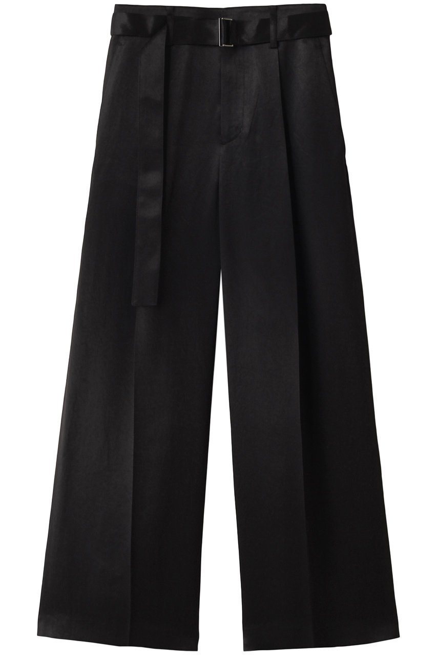 【スタニングルアー/STUNNING LURE】のrベルテッドストレートパンツ インテリア・キッズ・メンズ・レディースファッション・服の通販 founy(ファニー) 　ファッション　Fashion　レディースファッション　Fashion for Women　パンツ　Pants & Trousers　シルク　Silk, 100% Silk　ストレート　Straight, Straight Cut　ツイル　Twist, Twisted Detail　リアル　Real, Realistic　ワイド　Wide, Wide Fit　ブラック|ID: prp329100004639251 ipo3291000000035639140