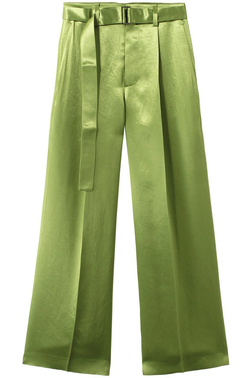 【スタニングルアー/STUNNING LURE】のrベルテッドストレートパンツ インテリア・キッズ・メンズ・レディースファッション・服の通販 founy(ファニー) 　ファッション　Fashion　レディースファッション　Fashion for Women　パンツ　Pants & Trousers　シルク　Silk, 100% Silk　ストレート　Straight, Straight Cut　ツイル　Twist, Twisted Detail　リアル　Real, Realistic　ワイド　Wide, Wide Fit　ライトグリーン|ID: prp329100004639251 ipo3291000000035639141