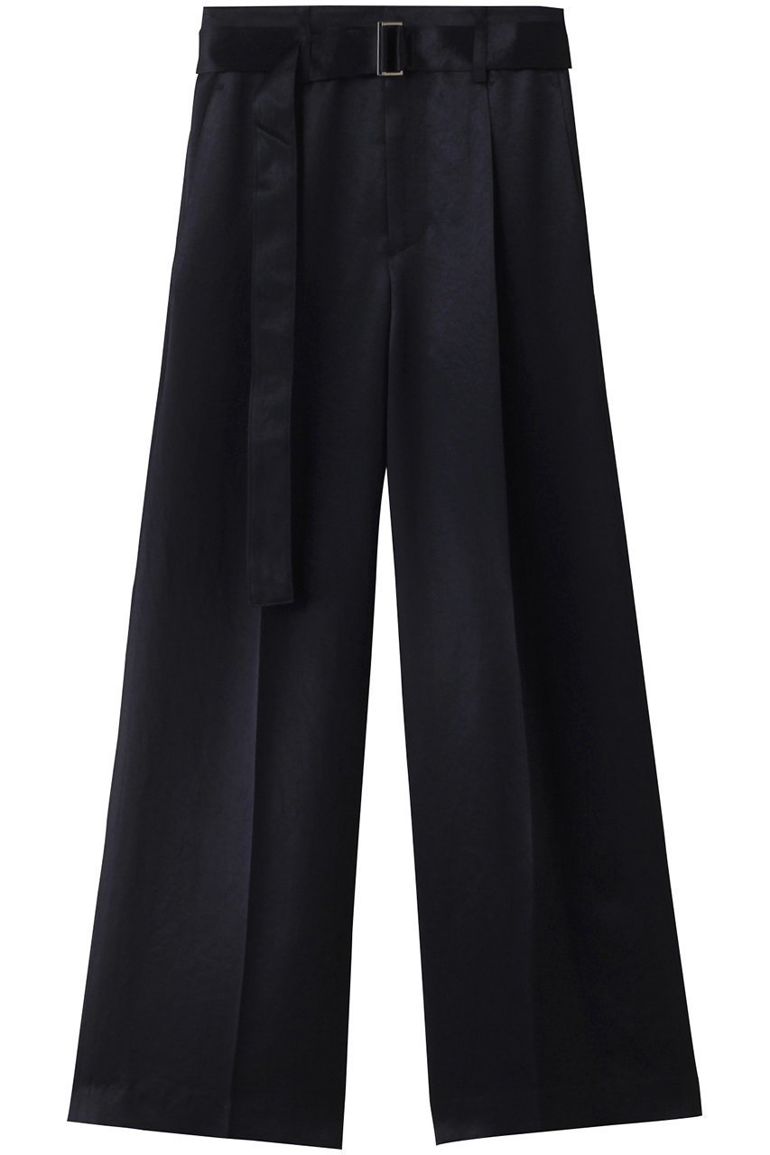 【スタニングルアー/STUNNING LURE】のrベルテッドストレートパンツ インテリア・キッズ・メンズ・レディースファッション・服の通販 founy(ファニー) 　ファッション　Fashion　レディースファッション　Fashion for Women　パンツ　Pants & Trousers　シルク　Silk, 100% Silk　ストレート　Straight, Straight Cut　ツイル　Twist, Twisted Detail　リアル　Real, Realistic　ワイド　Wide, Wide Fit　ネイビー|ID: prp329100004639251 ipo3291000000035639142