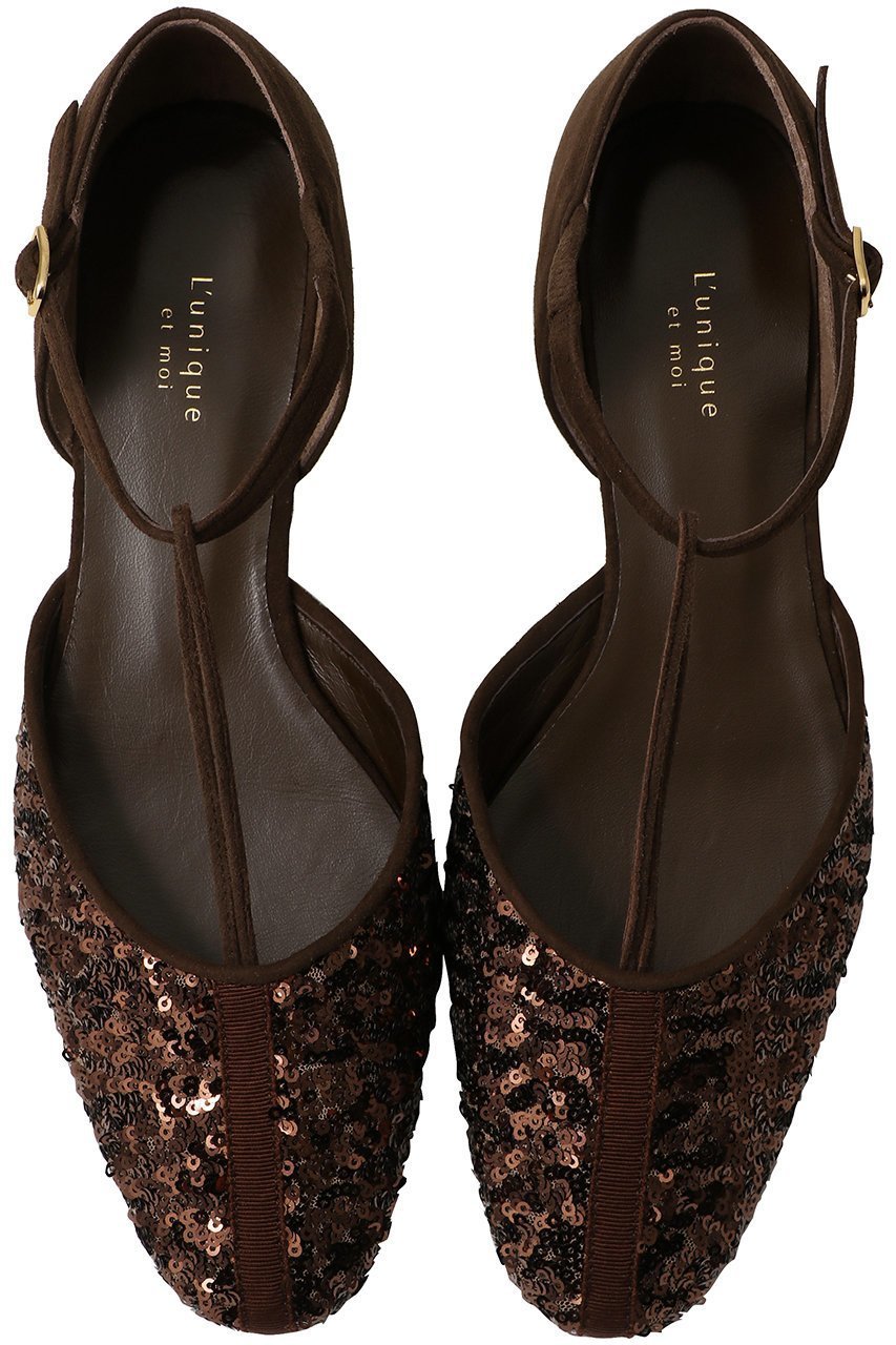 【リュニック エ モア/L'unique et moi】のAir スパンコールフラットシューズ インテリア・キッズ・メンズ・レディースファッション・服の通販 founy(ファニー) 　ファッション　Fashion　レディースファッション　Fashion for Women　シューズ　Shoes, Footwear　スパンコール　Sequins, Sequin Embellishment　パーティ　Party, Party Style　フラット　Flat, Flat Shoes　ラップ　Wrap, Wrap Design　ブラウン|ID: prp329100004640091 ipo3291000000035416611