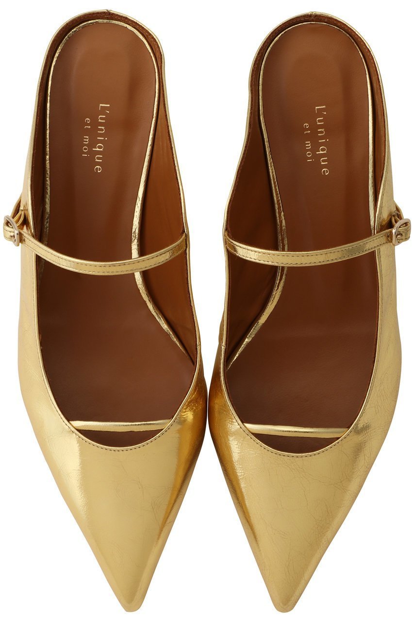 【リュニック エ モア/L'unique et moi】のChic フラットミュール インテリア・キッズ・メンズ・レディースファッション・服の通販 founy(ファニー) 　ファッション　Fashion　レディースファッション　Fashion for Women　シューズ　Shoes, Footwear　ソックス　Socks, Hosiery　タイツ　Tights, Legwear　デニム　Denim, Jeans Material　フェミニン　Feminine, Girly　フラット　Flat, Flat Shoes　ミュール　Mule, Backless Shoes　ラップ　Wrap, Wrap Design　ロング　Long, Long-Length　エレガント 上品　Elegant　ゴールド|ID: prp329100004640096 ipo3291000000035694410