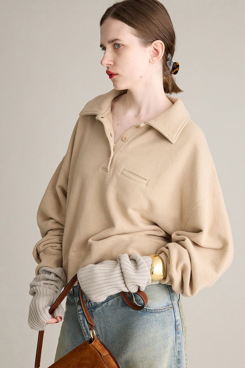 【ブリル/BRILL】のポロスウェット プルオーバー インテリア・キッズ・メンズ・レディースファッション・服の通販 founy(ファニー) 　ファッション　Fashion　レディースファッション　Fashion for Women　トップス・カットソー　Cut & Sew Tops　シャツ・ブラウス・オフィスカジュアル　Elegant Blouses & Button-Ups　レディースパーカー・カジュアルフーディー　Casual Hoodies & Sweatshirts　ロングTシャツ・Tシャツ　Longline T-Shirts & Tees　カジュアルプルオーバー・ニットトップス　Pullovers & Knit Tops / Casual Pullovers　スウェット・クルーネックトップス　Sweatshirts & Crewnecks / Relaxed Fit Sweat Tops　カットソー・ベーシックTシャツ　Cut-and-Sewn Tops / Stretch Tees & Basics　ショート　Short, Short Length　スウェット / スエット　Sweatshirt, Sweatwear　バランス　Balance, Style Balance　新作・新入荷　New Arrivals / New In　ベージュ|ID: prp329100004640112 ipo3291000000033710894