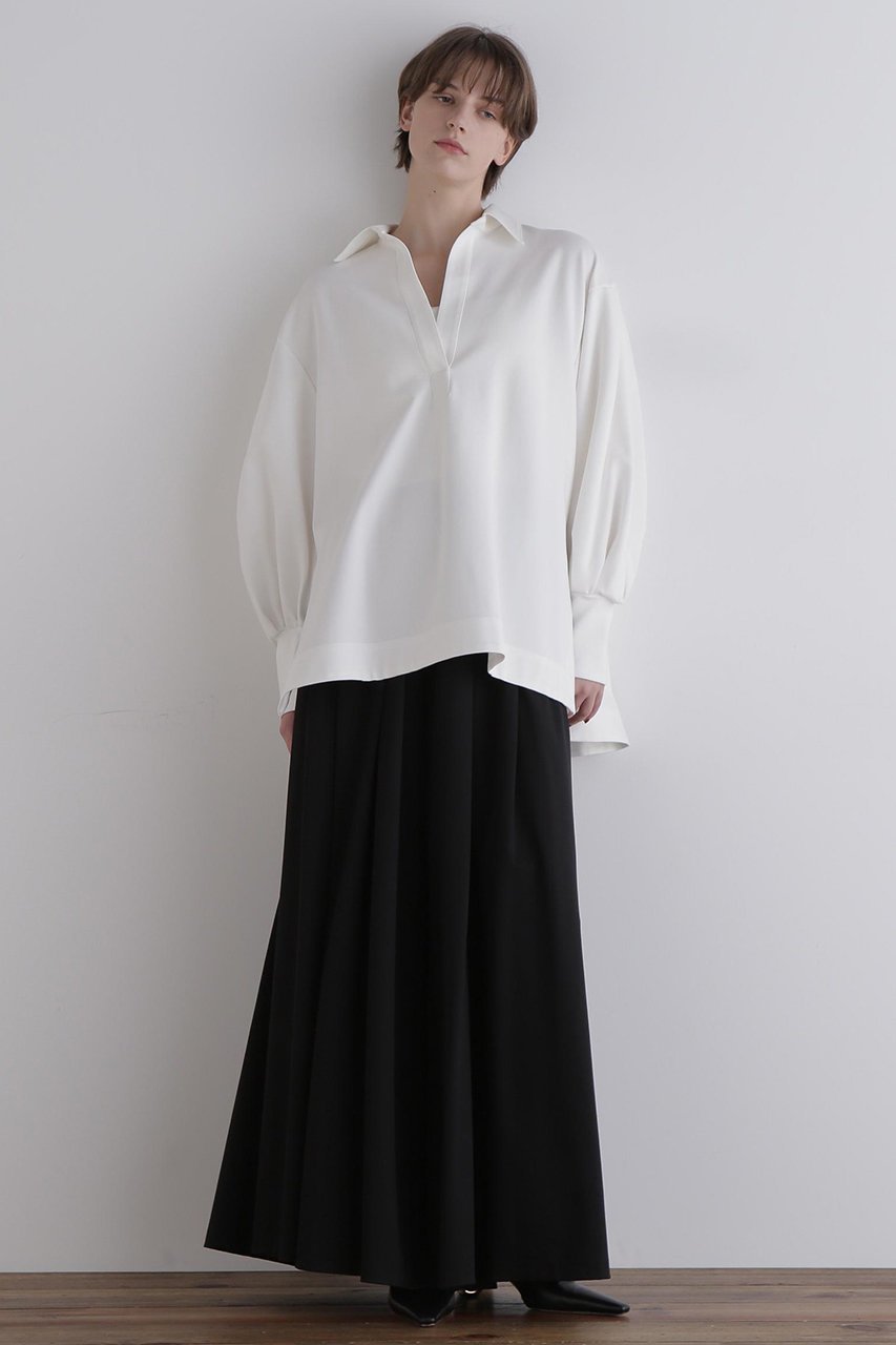 【ル フィル/LE PHIL】のベビーポンチ袖タックカットソー 人気、トレンドファッション・服の通販 founy(ファニー) 　ファッション　Fashion　レディースファッション　Fashion for Women　トップス・カットソー　Cut & Sew Tops　シャツ・ブラウス・オフィスカジュアル　Elegant Blouses & Button-Ups　ロングTシャツ・Tシャツ　Longline T-Shirts & Tees　カットソー・ベーシックTシャツ　Cut-and-Sewn Tops / Stretch Tees & Basics　カットソー　Cut and Sewn Top　スキッパー　Skipper, Open Collar　スリーブ　Sleeve, Long Sleeve / Short Sleeve　バランス　Balance, Style Balance　ビッグ　Big, Oversized　ベビー　Baby, Babywear　ロング　Long, Long-Length　エレガント 上品　Elegant　other-3|ID: prp329100004640113 ipo3291000000035484152