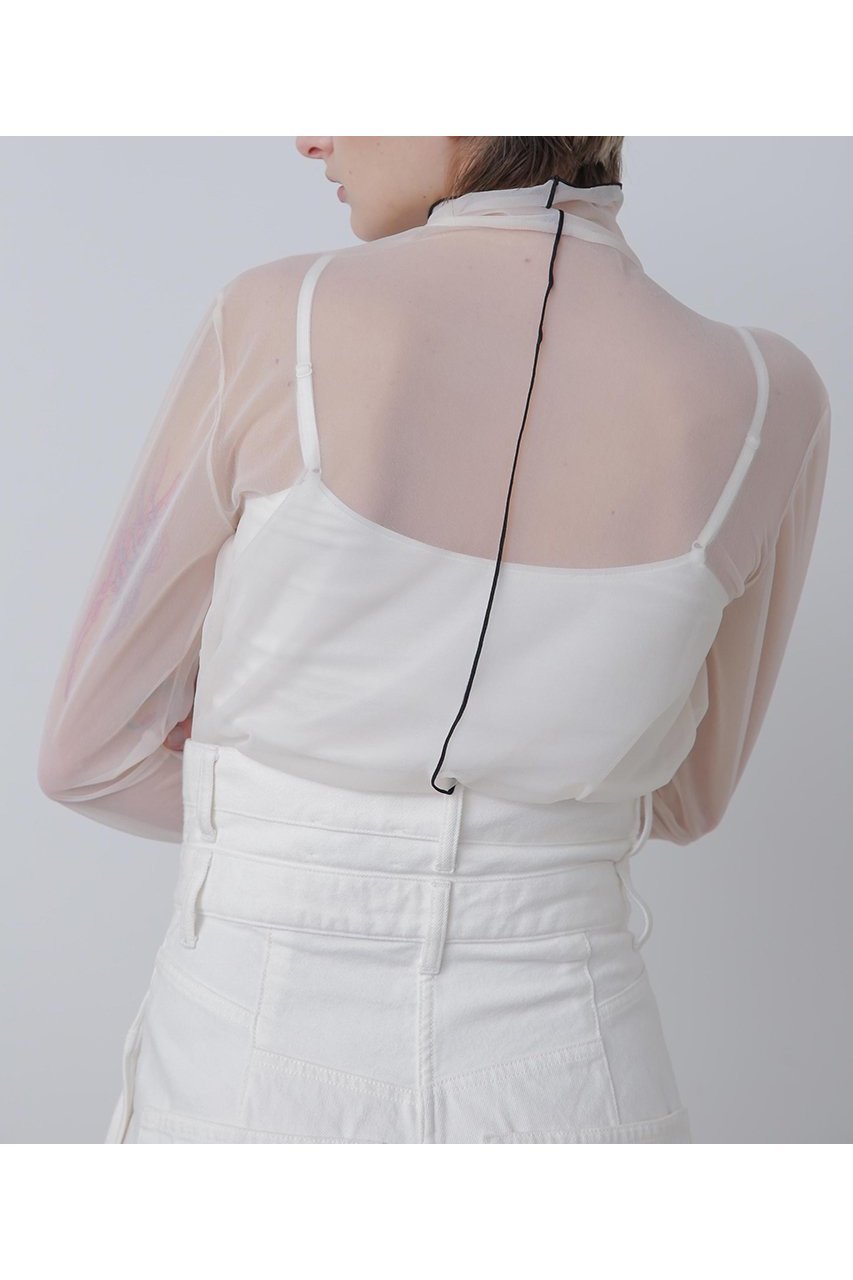 【ヒューエルミュージアム/hueLe Museum】の【STUMBLY】Sheer Jersey インテリア・キッズ・メンズ・レディースファッション・服の通販 founy(ファニー) 　ファッション　Fashion　レディースファッション　Fashion for Women　トップス・カットソー　Cut & Sew Tops　シャツ・ブラウス・オフィスカジュアル　Elegant Blouses & Button-Ups　ロングTシャツ・Tシャツ　Longline T-Shirts & Tees　カットソー・ベーシックTシャツ　Cut-and-Sewn Tops / Stretch Tees & Basics　2025年　2025　2025-2026秋冬・A/W　Autumn/Winter 2025–26 AW25–26　カットソー　Cut and Sewn Top　シアー　Sheer, See-Through　スリーブ　Sleeve, Long Sleeve / Short Sleeve　センター　Center, Center Line　ハイネック　High Neck, Mock Neck　バランス　Balance, Style Balance　ロング　Long, Long-Length　再入荷　Restock / Back in Stock　A/W・秋冬　Autumn/Winter　ホワイト|ID: prp329100004640124 ipo3291000000033449843