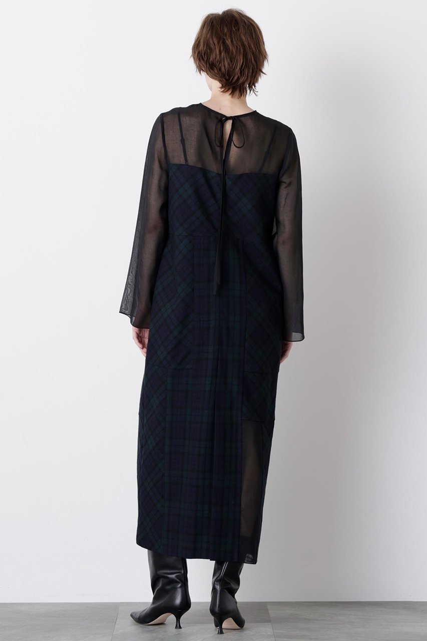 【ヒューエルミュージアム/hueLe Museum】の【STUMBLY】Sheer Combination Pattern Dress 人気、トレンドファッション・服の通販 founy(ファニー) 　ファッション　Fashion　レディースファッション　Fashion for Women　ワンピース　Dresses　フォーマル・パーティードレス・結婚式用ドレス　Elegant & Casual Dresses　チュニック　Tunic Tops & Dresses　2025年　2025　2025-2026秋冬・A/W　Autumn/Winter 2025–26 AW25–26　チェック　Check, Plaid, Tartan　チュニック　Tunic, Long Top　ドレス　Dress, One-Piece　パッチワーク　Patchwork, Mixed Fabric　プリント　Print, Printed Pattern　ランダム　Random, Irregular　ロング　Long, Long-Length　無地　Plain, Solid Color　A/W・秋冬　Autumn/Winter　other-3|ID: prp329100004640129 ipo3291000000033449890