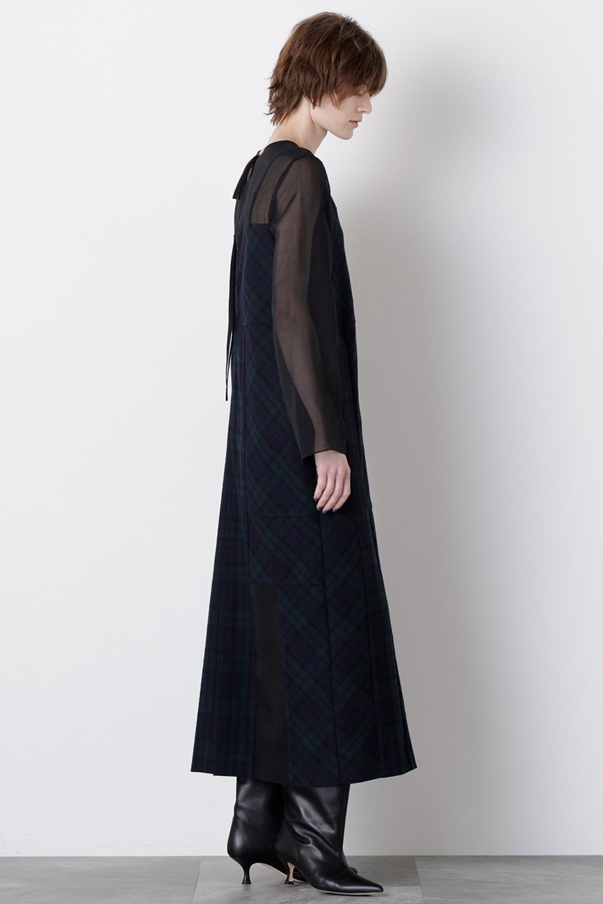 【ヒューエルミュージアム/hueLe Museum】の【STUMBLY】Sheer Combination Pattern Dress 人気、トレンドファッション・服の通販 founy(ファニー) 　ファッション　Fashion　レディースファッション　Fashion for Women　ワンピース　Dresses　フォーマル・パーティードレス・結婚式用ドレス　Elegant & Casual Dresses　チュニック　Tunic Tops & Dresses　2025年　2025　2025-2026秋冬・A/W　Autumn/Winter 2025–26 AW25–26　チェック　Check, Plaid, Tartan　チュニック　Tunic, Long Top　ドレス　Dress, One-Piece　パッチワーク　Patchwork, Mixed Fabric　プリント　Print, Printed Pattern　ランダム　Random, Irregular　ロング　Long, Long-Length　無地　Plain, Solid Color　A/W・秋冬　Autumn/Winter　other-4|ID: prp329100004640129 ipo3291000000033449891