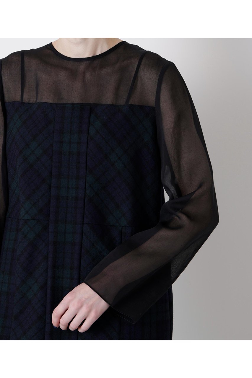【ヒューエルミュージアム/hueLe Museum】の【STUMBLY】Sheer Combination Pattern Dress 人気、トレンドファッション・服の通販 founy(ファニー) 　ファッション　Fashion　レディースファッション　Fashion for Women　ワンピース　Dresses　フォーマル・パーティードレス・結婚式用ドレス　Elegant & Casual Dresses　チュニック　Tunic Tops & Dresses　2025年　2025　2025-2026秋冬・A/W　Autumn/Winter 2025–26 AW25–26　チェック　Check, Plaid, Tartan　チュニック　Tunic, Long Top　ドレス　Dress, One-Piece　パッチワーク　Patchwork, Mixed Fabric　プリント　Print, Printed Pattern　ランダム　Random, Irregular　ロング　Long, Long-Length　無地　Plain, Solid Color　A/W・秋冬　Autumn/Winter　other-6|ID: prp329100004640129 ipo3291000000033449893