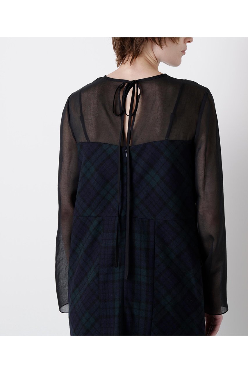 【ヒューエルミュージアム/hueLe Museum】の【STUMBLY】Sheer Combination Pattern Dress 人気、トレンドファッション・服の通販 founy(ファニー) 　ファッション　Fashion　レディースファッション　Fashion for Women　ワンピース　Dresses　フォーマル・パーティードレス・結婚式用ドレス　Elegant & Casual Dresses　チュニック　Tunic Tops & Dresses　チェック　Check, Plaid, Tartan　チュニック　Tunic, Long Top　ドレス　Dress, One-Piece　パッチワーク　Patchwork, Mixed Fabric　プリント　Print, Printed Pattern　ランダム　Random, Irregular　ロング　Long, Long-Length　無地　Plain, Solid Color　other-8|ID: prp329100004640129 ipo3291000000035938268