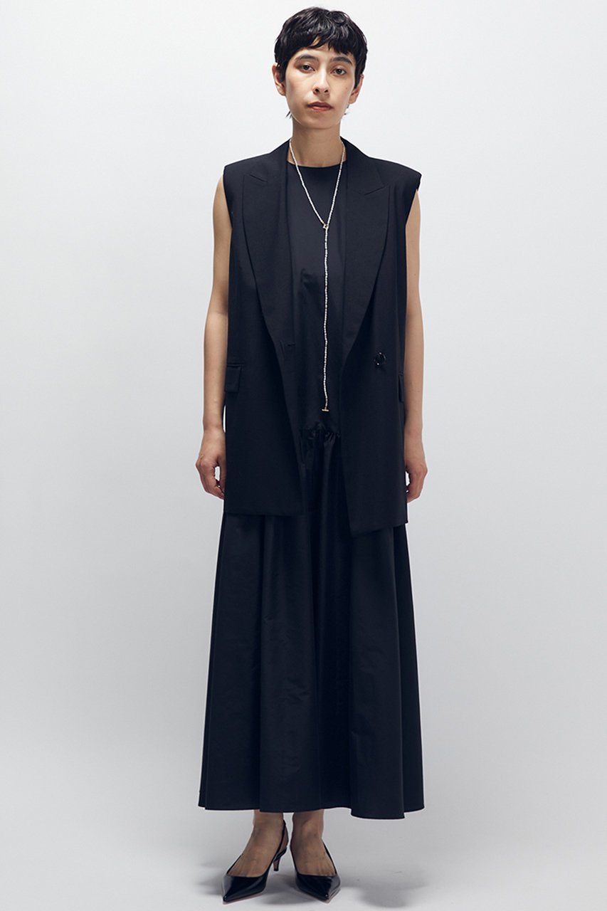 【プルミエ アロンディスモン/1er Arrondissement】のライトタイプライターワンピース インテリア・キッズ・メンズ・レディースファッション・服の通販 founy(ファニー) 　ファッション　Fashion　レディースファッション　Fashion for Women　ワンピース　Dresses　チュニック　Tunic Tops & Dresses　おすすめ　Recommended / Our Picks　タイプライター　Typewriter Fabric, Crisp Cotton　チュニック　Tunic, Long Top　ノースリーブ　Sleeveless, No-Sleeve　ロング　Long, Long-Length　ブラック|ID: prp329100004640131 ipo3291000000035798133