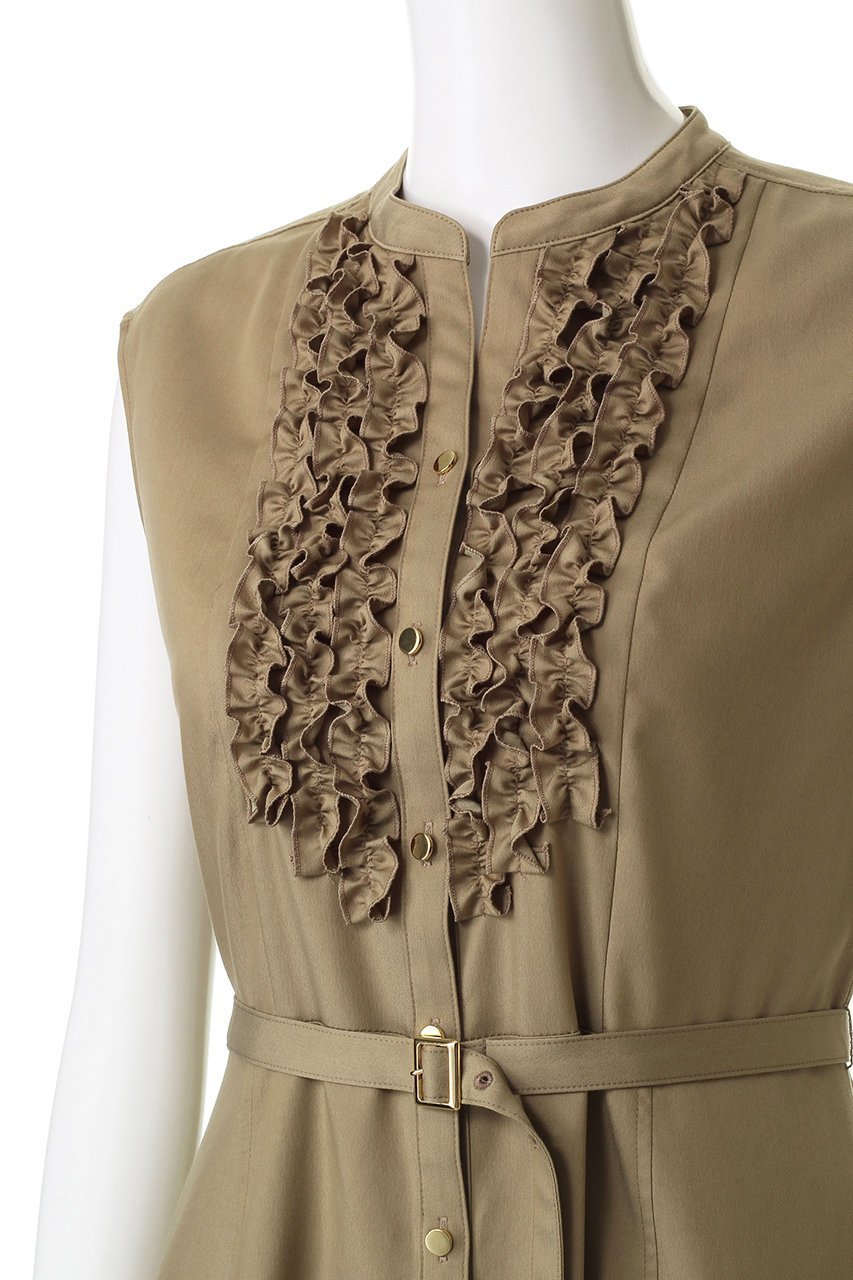 【アルアバイル/allureville】のデニムライクツイルワンピース 人気、トレンドファッション・服の通販 founy(ファニー) 　ファッション　Fashion　レディースファッション　Fashion for Women　ワンピース　Dresses　チュニック　Tunic Tops & Dresses　チュニック　Tunic, Long Top　ツイル　Twist, Twisted Detail　ノースリーブ　Sleeveless, No-Sleeve　フェミニン　Feminine, Girly　フリル　Frill, Ruffle　フレア　Flare, Flared　フロント　Front, Front Design　ロング　Long, Long-Length　再入荷　Restock / Back in Stock　other-5|ID: prp329100004640132 ipo3291000000035534616