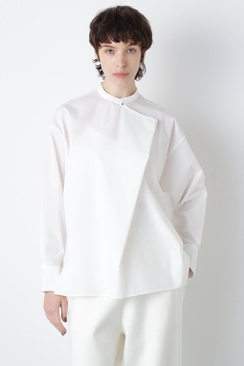 【ヒューエルミュージアム/hueLe Museum】の【hLM】タックネックブラウス インテリア・キッズ・メンズ・レディースファッション・服の通販 founy(ファニー) 　ファッション　Fashion　レディースファッション　Fashion for Women　トップス・カットソー　Cut & Sew Tops　シャツ・ブラウス・オフィスカジュアル　Elegant Blouses & Button-Ups　インナー　Innerwear　エレガント 上品　Elegant　ジャケット　Jacket, Outerwear　ストレッチ　Stretch, Stretchy Fabric　スリーブ　Sleeve, Long Sleeve / Short Sleeve　ドレープ　Drape, Draping Fabric　フロント　Front, Front Design　ロング　Long, Long-Length　ホワイト|ID: prp329100004640137 ipo3291000000035798171