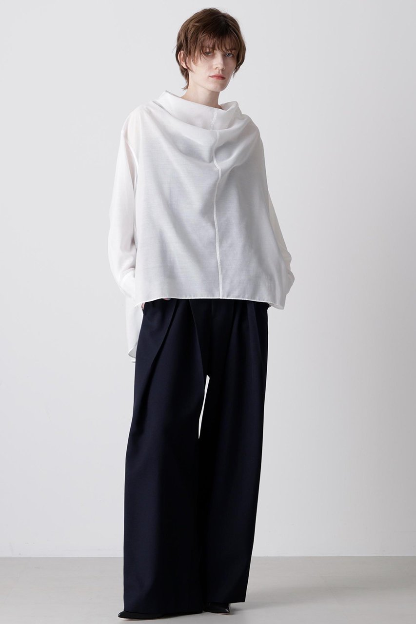 【ヒューエルミュージアム/hueLe Museum】の【hLM】スパンボイルブラウス 人気、トレンドファッション・服の通販 founy(ファニー) 　ファッション　Fashion　レディースファッション　Fashion for Women　トップス・カットソー　Cut & Sew Tops　シャツ・ブラウス・オフィスカジュアル　Elegant Blouses & Button-Ups　インナー　Innerwear　エレガント 上品　Elegant　シンプル　Simple, Minimal　ジャケット　Jacket, Outerwear　スリーブ　Sleeve, Long Sleeve / Short Sleeve　ドレープ　Drape, Draping Fabric　ロング　Long, Long-Length　other-3|ID: prp329100004640139 ipo3291000000033937527