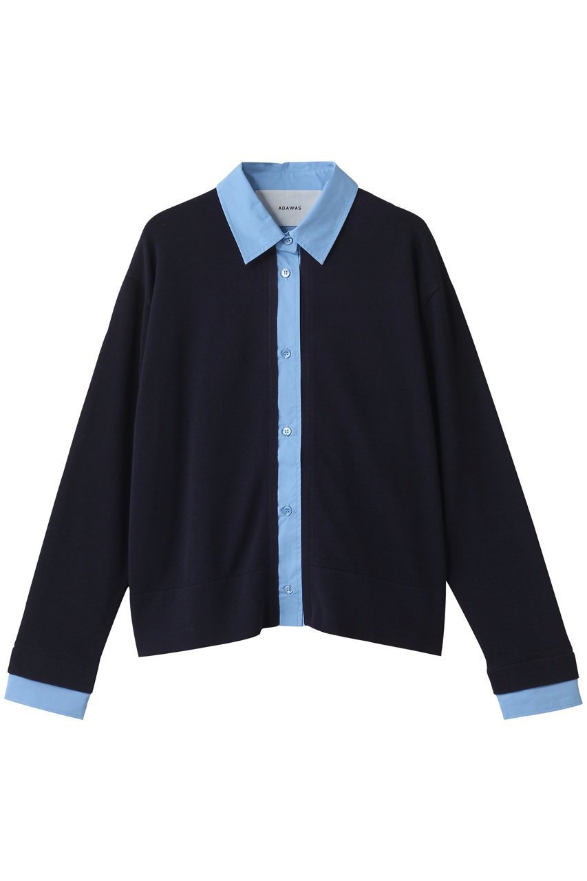【アダワス/ADAWAS】のLAYERED-DETAIL シャツ インテリア・キッズ・メンズ・レディースファッション・服の通販 founy(ファニー) 　ファッション　Fashion　レディースファッション　Fashion for Women　トップス・カットソー　Cut & Sew Tops　シャツ・ブラウス・オフィスカジュアル　Elegant Blouses & Button-Ups　2025年　2025　2025-2026秋冬・A/W　Autumn/Winter 2025–26 AW25–26　カフス　Cuff Design　コンパクト　Compact, Small Size　スリーブ　Sleeve, Long Sleeve / Short Sleeve　タイプライター　Typewriter Fabric, Crisp Cotton　ロング　Long, Long-Length　A/W・秋冬　Autumn/Winter　ミッドナイト|ID: prp329100004640144 ipo3291000000033449999