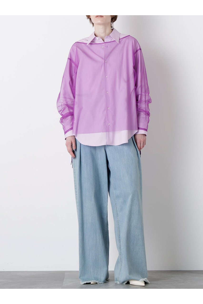 【ヒューエルミュージアム/hueLe Museum】の【STUMBLY】Sheer Organdy Combi Shirts 人気、トレンドファッション・服の通販 founy(ファニー) 　ファッション　Fashion　レディースファッション　Fashion for Women　トップス・カットソー　Cut & Sew Tops　シャツ・ブラウス・オフィスカジュアル　Elegant Blouses & Button-Ups　2025年　2025　2025-2026秋冬・A/W　Autumn/Winter 2025–26 AW25–26　スピンドル　Spindle, Drawcord　スリーブ　Sleeve, Long Sleeve / Short Sleeve　チュール　Tulip, Tulip Motif　ドレス　Dress, One-Piece　マニッシュ　Mannish, Boyish　メンズ　Men's, Menswear　ロング　Long, Long-Length　A/W・秋冬　Autumn/Winter　other-2|ID: prp329100004640145 ipo3291000000033450008