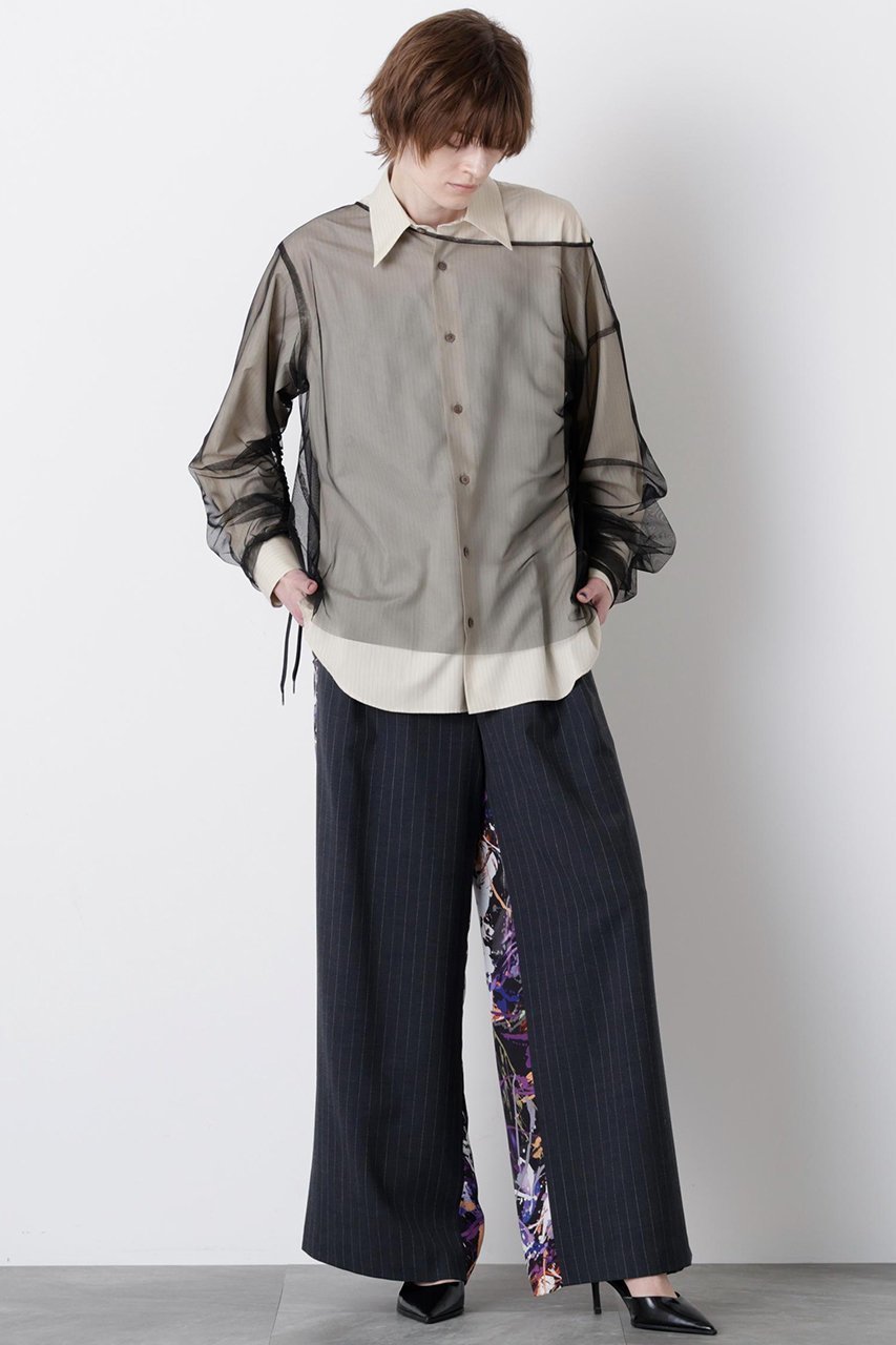 【ヒューエルミュージアム/hueLe Museum】の【STUMBLY】Sheer Organdy Combi Shirts 人気、トレンドファッション・服の通販 founy(ファニー) ファッション Fashion レディースファッション Fashion for Women トップス・カットソー Cut & Sew Tops シャツ・ブラウス・オフィスカジュアル Elegant Blouses & Button-Ups スピンドル Spindle, Drawcord スリーブ Sleeve, Long Sleeve / Short Sleeve チュール Tulip, Tulip Motif ドレス Dress, One-Piece マニッシュ Mannish, Boyish メンズ Men's, Menswear ロング Long, Long-Length other-2|ID: prp329100004640145 ipo3291000000036217121