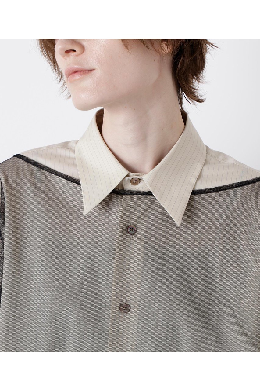 【ヒューエルミュージアム/hueLe Museum】の【STUMBLY】Sheer Organdy Combi Shirts 人気、トレンドファッション・服の通販 founy(ファニー) ファッション Fashion レディースファッション Fashion for Women トップス・カットソー Cut & Sew Tops シャツ・ブラウス・オフィスカジュアル Elegant Blouses & Button-Ups スピンドル Spindle, Drawcord スリーブ Sleeve, Long Sleeve / Short Sleeve チュール Tulip, Tulip Motif ドレス Dress, One-Piece マニッシュ Mannish, Boyish メンズ Men's, Menswear ロング Long, Long-Length other-5|ID: prp329100004640145 ipo3291000000036217124