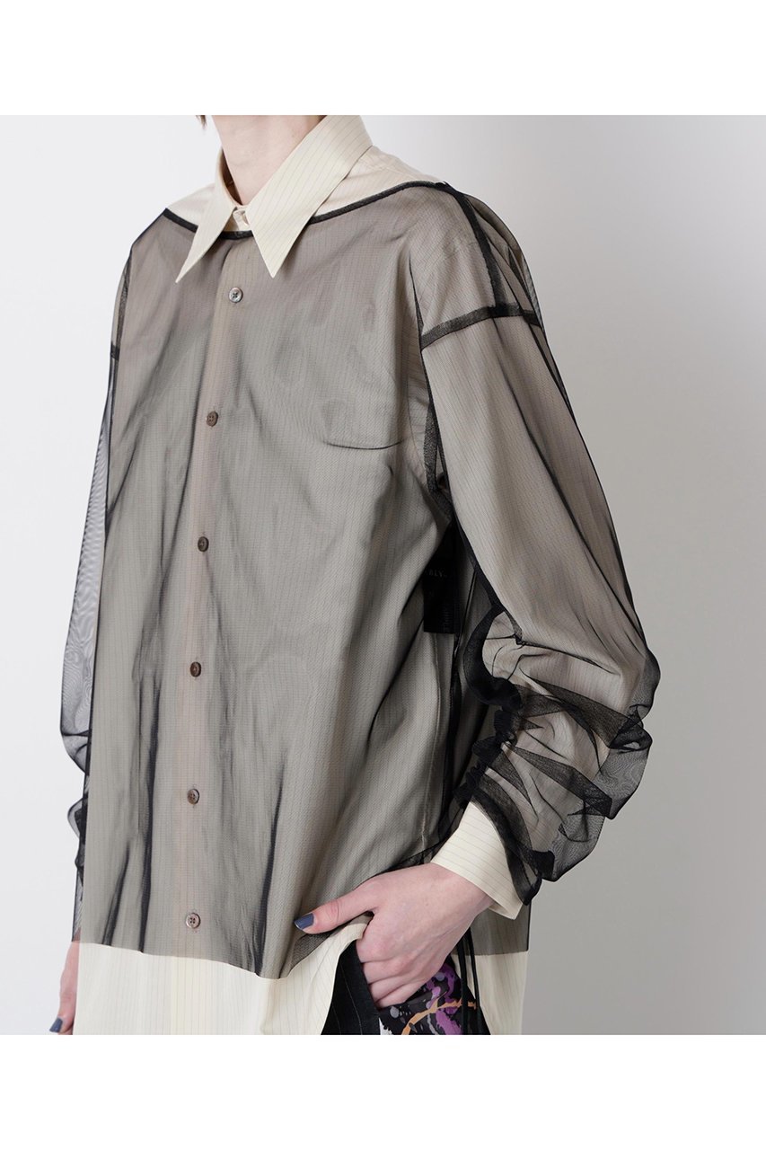 【ヒューエルミュージアム/hueLe Museum】の【STUMBLY】Sheer Organdy Combi Shirts 人気、トレンドファッション・服の通販 founy(ファニー) ファッション Fashion レディースファッション Fashion for Women トップス・カットソー Cut & Sew Tops シャツ・ブラウス・オフィスカジュアル Elegant Blouses & Button-Ups スピンドル Spindle, Drawcord スリーブ Sleeve, Long Sleeve / Short Sleeve チュール Tulip, Tulip Motif ドレス Dress, One-Piece マニッシュ Mannish, Boyish メンズ Men's, Menswear ロング Long, Long-Length other-6|ID: prp329100004640145 ipo3291000000036217126