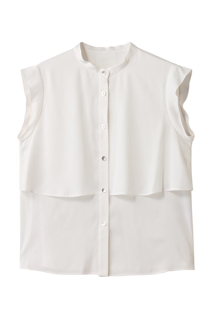 【アナイ/ANAYI】のバックサテンノースリーブブラウス インテリア・キッズ・メンズ・レディースファッション・服の通販 founy(ファニー) ファッション Fashion レディースファッション Fashion for Women トップス・カットソー Cut & Sew Tops キャミソール&ノースリーブ Camisoles & Sleeveless Tops シャツ・ブラウス・オフィスカジュアル Elegant Blouses & Button-Ups バッグ Bags サテン Satin, Glossy Fabric スタンド Stand Collar, Upright Stand ノースリーブ Sleeveless, No-Sleeve ホワイト|ID: prp329100004640148 ipo3291000000035416804