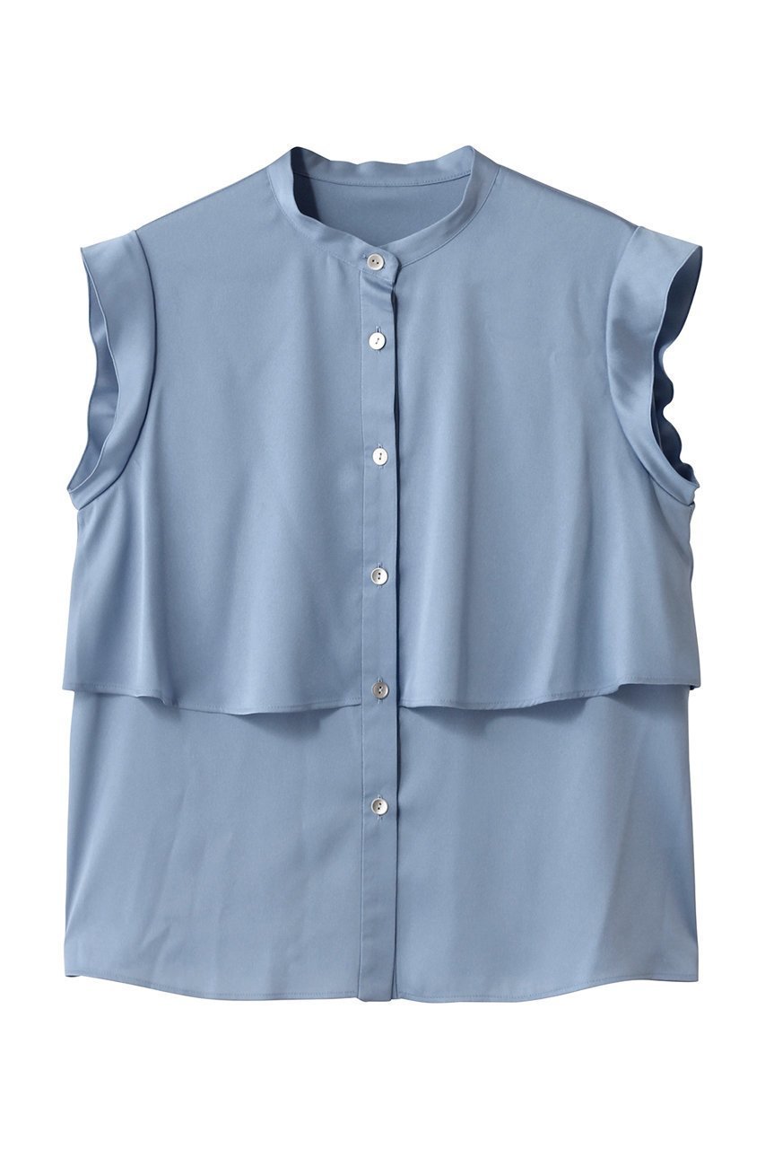 【アナイ/ANAYI】のバックサテンノースリーブブラウス インテリア・キッズ・メンズ・レディースファッション・服の通販 founy(ファニー) ファッション Fashion レディースファッション Fashion for Women トップス・カットソー Cut & Sew Tops キャミソール&ノースリーブ Camisoles & Sleeveless Tops シャツ・ブラウス・オフィスカジュアル Elegant Blouses & Button-Ups バッグ Bags サテン Satin, Glossy Fabric スタンド Stand Collar, Upright Stand ノースリーブ Sleeveless, No-Sleeve ブルー|ID: prp329100004640148 ipo3291000000035416806