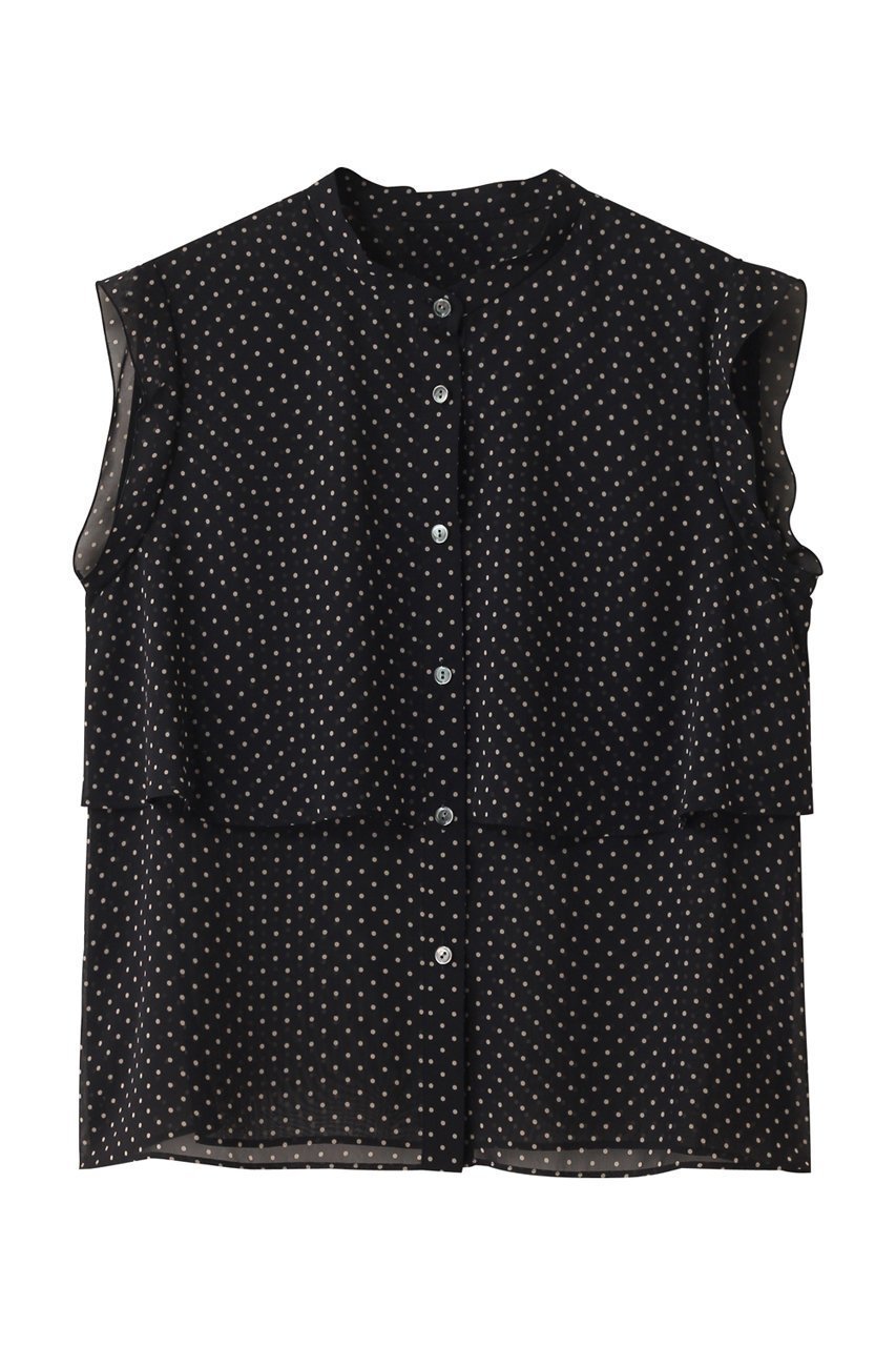 【アナイ/ANAYI】のドットPTシフォンノースリーブブラウス インテリア・キッズ・メンズ・レディースファッション・服の通販 founy(ファニー) 　ファッション　Fashion　レディースファッション　Fashion for Women　トップス・カットソー　Cut & Sew Tops　キャミソール&ノースリーブ　Camisoles & Sleeveless Tops　シャツ・ブラウス・オフィスカジュアル　Elegant Blouses & Button-Ups　2025年　2025　2025-2026秋冬・A/W　Autumn/Winter 2025–26 AW25–26　シアー　Sheer, See-Through　シフォン　Chiffon, Lightweight Fabric　シンプル　Simple, Minimal　ドット　Polka Dot, Dot Pattern　ノースリーブ　Sleeveless, No-Sleeve　フェミニン　Feminine, Girly　プリント　Print, Printed Pattern　A/W・秋冬　Autumn/Winter　ブラック|ID: prp329100004640149 ipo3291000000033450038