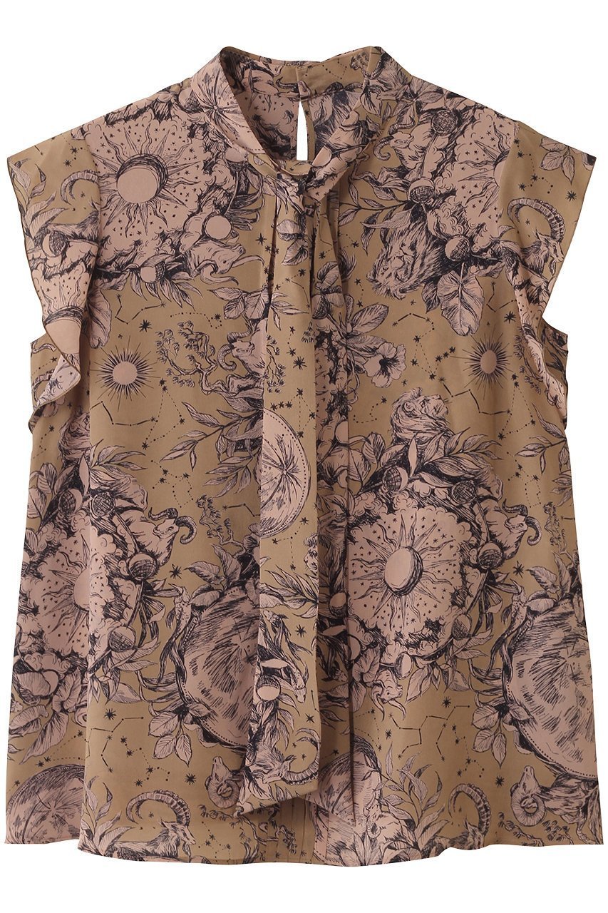 【アナイ/ANAYI】のコンスティレイションPTボウタイブラウス インテリア・キッズ・メンズ・レディースファッション・服の通販 founy(ファニー) 　ファッション　Fashion　レディースファッション　Fashion for Women　トップス・カットソー　Cut & Sew Tops　シャツ・ブラウス・オフィスカジュアル　Elegant Blouses & Button-Ups　なめらか　Smooth, Silky Texture　ショート　Short, Short Length　シルク　Silk, 100% Silk　シンプル　Simple, Minimal　スリーブ　Sleeve, Long Sleeve / Short Sleeve　フェミニン　Feminine, Girly　フラワー　Flower, Floral　プリント　Print, Printed Pattern　エレガント 上品　Elegant　ベージュ|ID: prp329100004640150 ipo3291000000035416829