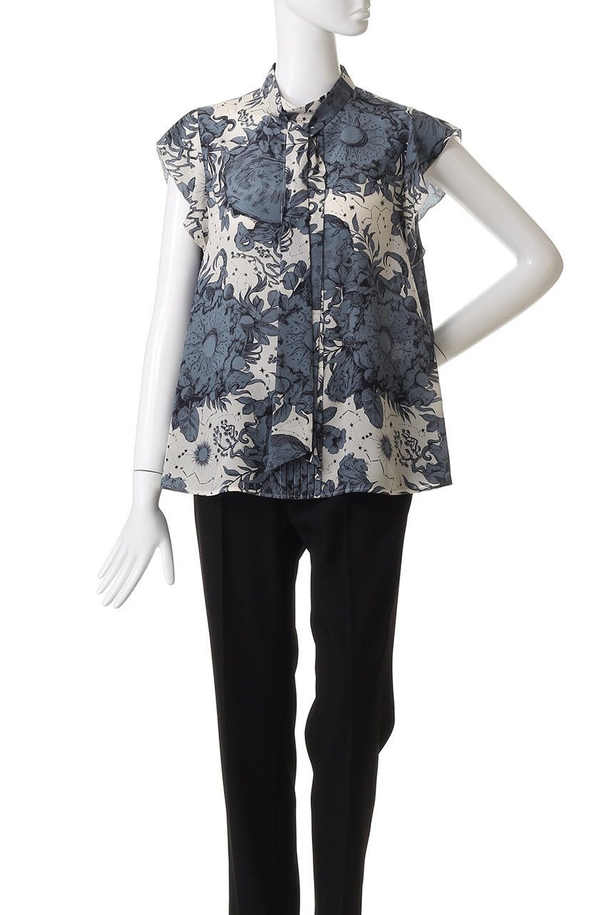 【アナイ/ANAYI】のコンスティレイションPTボウタイブラウス 人気、トレンドファッション・服の通販 founy(ファニー) 　ファッション　Fashion　レディースファッション　Fashion for Women　トップス・カットソー　Cut & Sew Tops　シャツ・ブラウス・オフィスカジュアル　Elegant Blouses & Button-Ups　なめらか　Smooth, Silky Texture　ショート　Short, Short Length　シルク　Silk, 100% Silk　シンプル　Simple, Minimal　スリーブ　Sleeve, Long Sleeve / Short Sleeve　フェミニン　Feminine, Girly　フラワー　Flower, Floral　プリント　Print, Printed Pattern　エレガント 上品　Elegant　other-2|ID: prp329100004640150 ipo3291000000035879604