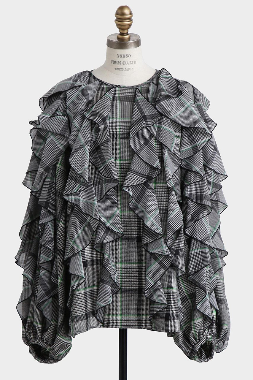 【ヒューエルミュージアム/hueLe Museum】の【STUMBLY】Sheer Combination Pattern Blouse インテリア・キッズ・メンズ・レディースファッション・服の通販 founy(ファニー) 　ファッション　Fashion　レディースファッション　Fashion for Women　トップス・カットソー　Cut & Sew Tops　シャツ・ブラウス・オフィスカジュアル　Elegant Blouses & Button-Ups　2025年　2025　2025-2026秋冬・A/W　Autumn/Winter 2025–26 AW25–26　オーガンジー　Organza Fabric　シアー　Sheer, See-Through　スリーブ　Sleeve, Long Sleeve / Short Sleeve　チェック　Check, Plaid, Tartan　プリント　Print, Printed Pattern　ラッフル　Ruffle, Frill　ロング　Long, Long-Length　エレガント 上品　Elegant　無地　Plain, Solid Color　A/W・秋冬　Autumn/Winter　軽量　Lightweight, Ultra Light　ホワイト|ID: prp329100004640159 ipo3291000000033450123