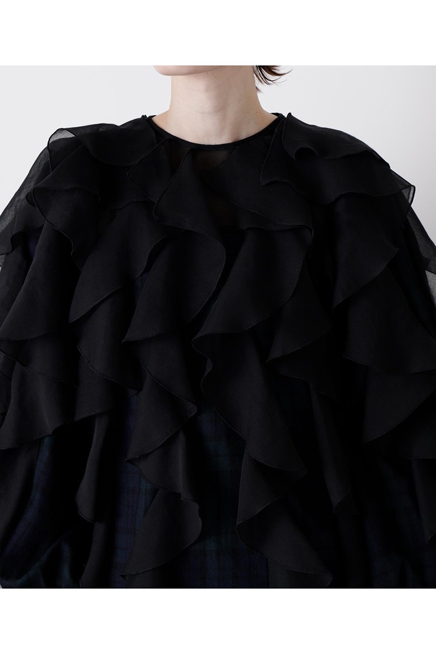 【ヒューエルミュージアム/hueLe Museum】の【STUMBLY】Sheer Combination Pattern Blouse 人気、トレンドファッション・服の通販 founy(ファニー) 　ファッション　Fashion　レディースファッション　Fashion for Women　トップス・カットソー　Cut & Sew Tops　シャツ・ブラウス・オフィスカジュアル　Elegant Blouses & Button-Ups　2025年　2025　2025-2026秋冬・A/W　Autumn/Winter 2025–26 AW25–26　オーガンジー　Organza Fabric　シアー　Sheer, See-Through　スリーブ　Sleeve, Long Sleeve / Short Sleeve　チェック　Check, Plaid, Tartan　プリント　Print, Printed Pattern　ラッフル　Ruffle, Frill　ロング　Long, Long-Length　エレガント 上品　Elegant　無地　Plain, Solid Color　A/W・秋冬　Autumn/Winter　軽量　Lightweight, Ultra Light　other-6|ID: prp329100004640159 ipo3291000000033450129