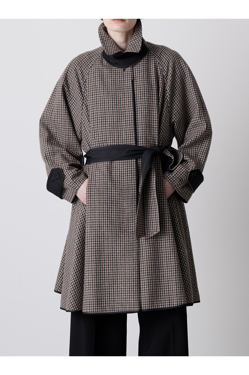 【ヒューエルミュージアム/hueLe Museum】の【hLM】リバーシブルテントコート 人気、トレンドファッション・服の通販 founy(ファニー) 　ファッション　Fashion　レディースファッション　Fashion for Women　アウター　Coat / Outerwear Collection　コート・ロングコート・ピーコート　Long Coats, Peacoats & More　2025年　2025　2025-2026秋冬・A/W　Autumn/Winter 2025–26 AW25–26　クラシカル　Classical, Vintage-Inspired　チェック　Check, Plaid, Tartan　パイピング　Piping, Trim Design　フレア　Flare, Flared　ロング　Long, Long-Length　A/W・秋冬　Autumn/Winter　 other-1|ID: prp329100004640163 ipo3291000000033450160