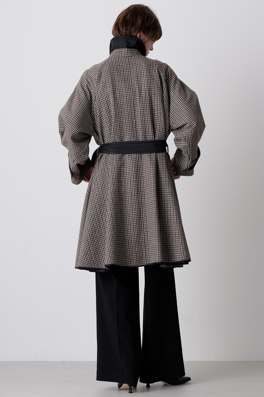 【ヒューエルミュージアム/hueLe Museum】の【hLM】リバーシブルテントコート 人気、トレンドファッション・服の通販 founy(ファニー) 　ファッション　Fashion　レディースファッション　Fashion for Women　アウター　Coat / Outerwear Collection　コート・ロングコート・ピーコート　Long Coats, Peacoats & More　2025年　2025　2025-2026秋冬・A/W　Autumn/Winter 2025–26 AW25–26　クラシカル　Classical, Vintage-Inspired　チェック　Check, Plaid, Tartan　パイピング　Piping, Trim Design　フレア　Flare, Flared　ロング　Long, Long-Length　A/W・秋冬　Autumn/Winter　other-5|ID: prp329100004640163 ipo3291000000033450165