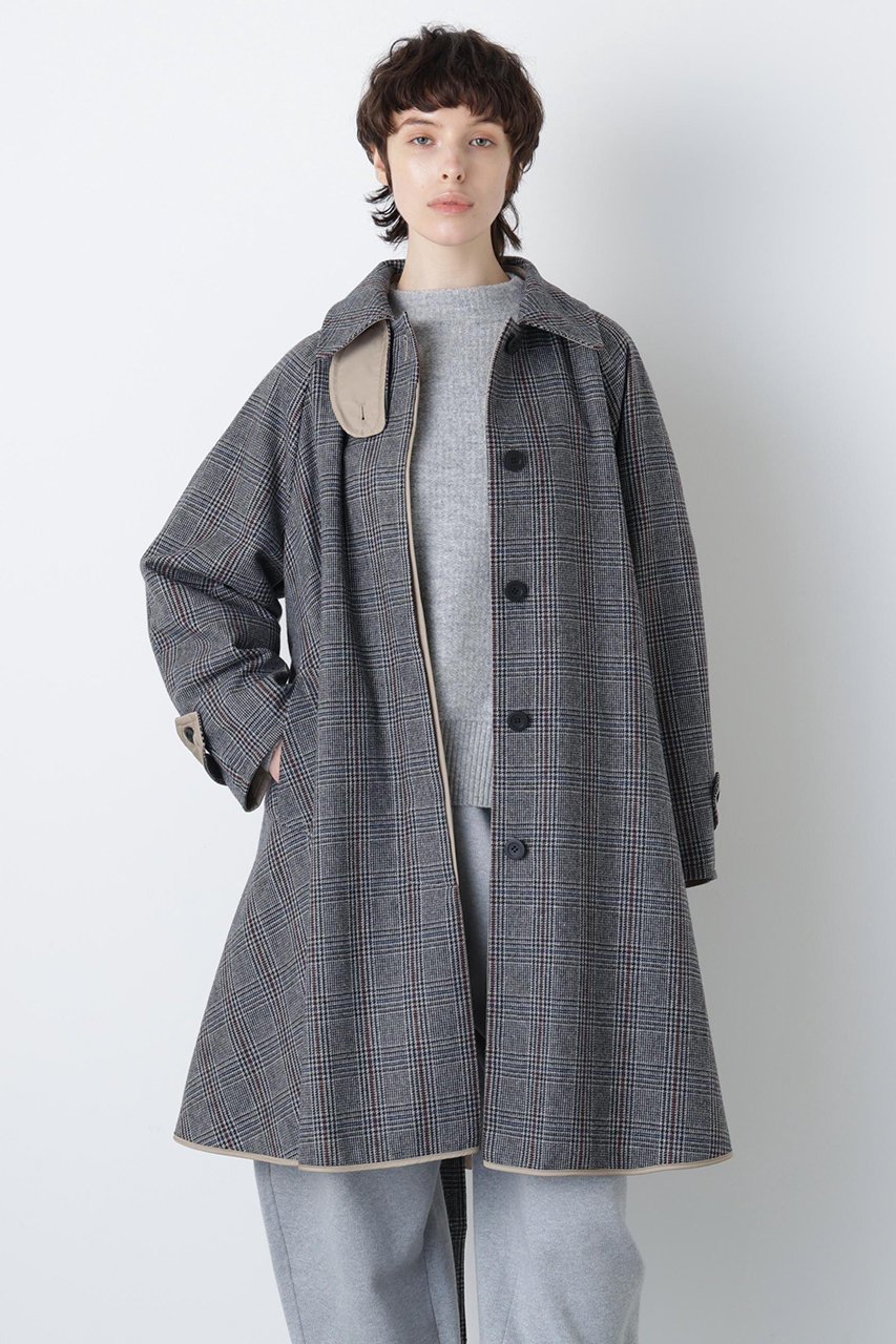 【ヒューエルミュージアム/hueLe Museum】の【hLM】リバーシブルテントコート インテリア・キッズ・メンズ・レディースファッション・服の通販 founy(ファニー) ファッション Fashion レディースファッション Fashion for Women アウター Coat / Outerwear Collection コート・ロングコート・ピーコート Long Coats, Peacoats & More クラシカル Classical, Vintage-Inspired チェック Check, Plaid, Tartan パイピング Piping, Trim Design フレア Flare, Flared ロング Long, Long-Length 再入荷 Restock / Back in Stock グレー|ID: prp329100004640163 ipo3291000000034255788