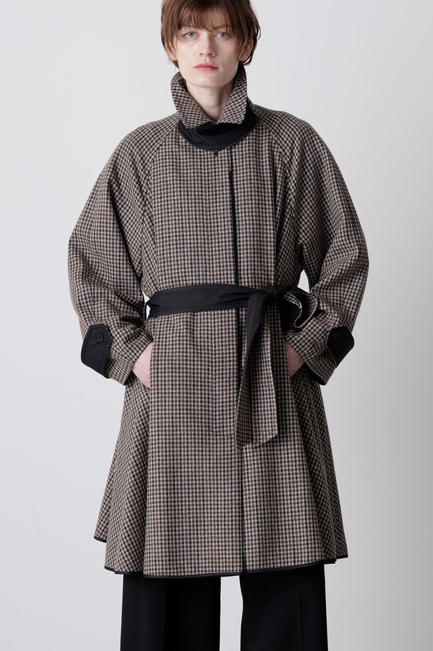 【ヒューエルミュージアム/hueLe Museum】の【hLM】リバーシブルテントコート 人気、トレンドファッション・服の通販 founy(ファニー) 　ファッション　Fashion　レディースファッション　Fashion for Women　アウター　Coat / Outerwear Collection　コート・ロングコート・ピーコート　Long Coats, Peacoats & More　クラシカル　Classical, Vintage-Inspired　チェック　Check, Plaid, Tartan　パイピング　Piping, Trim Design　フレア　Flare, Flared　ロング　Long, Long-Length　再入荷　Restock / Back in Stock　 other-1|ID: prp329100004640163 ipo3291000000035871319