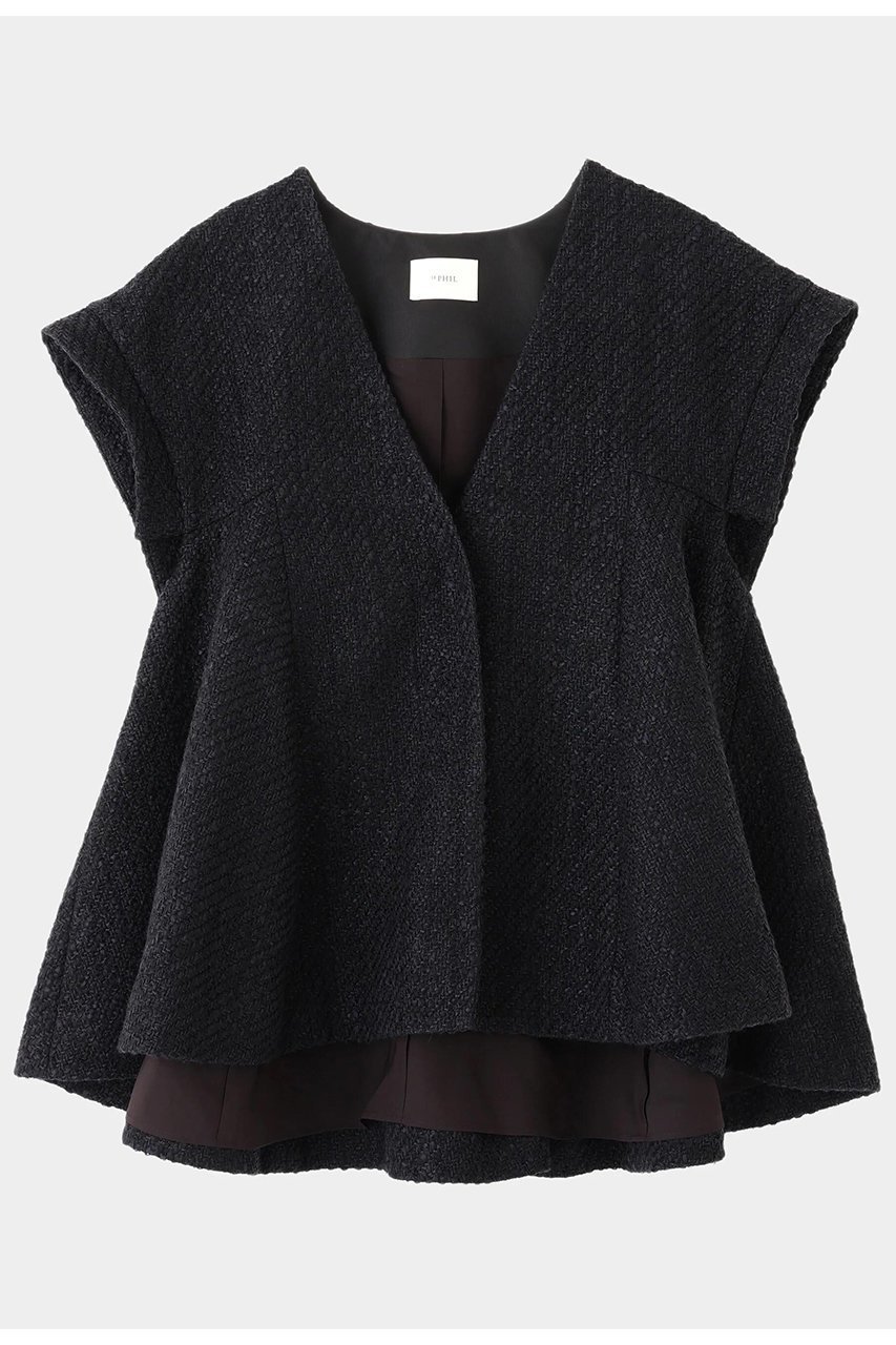 【ル フィル/LE PHIL】のロービングツイードフレアジレ インテリア・キッズ・メンズ・レディースファッション・服の通販 founy(ファニー) 　ファッション　Fashion　レディースファッション　Fashion for Women　アウター　Coat / Outerwear Collection　レディースジャケット・軽アウター　Jackets　2025年　2025　2025-2026秋冬・A/W　Autumn/Winter 2025–26 AW25–26　エレガント 上品　Elegant　ジャケット　Jacket, Outerwear　スリーブ　Sleeve, Long Sleeve / Short Sleeve　ビッグ　Big, Oversized　フレア　Flare, Flared　A/W・秋冬　Autumn/Winter　ブラック|ID: prp329100004640170 ipo3291000000033450236