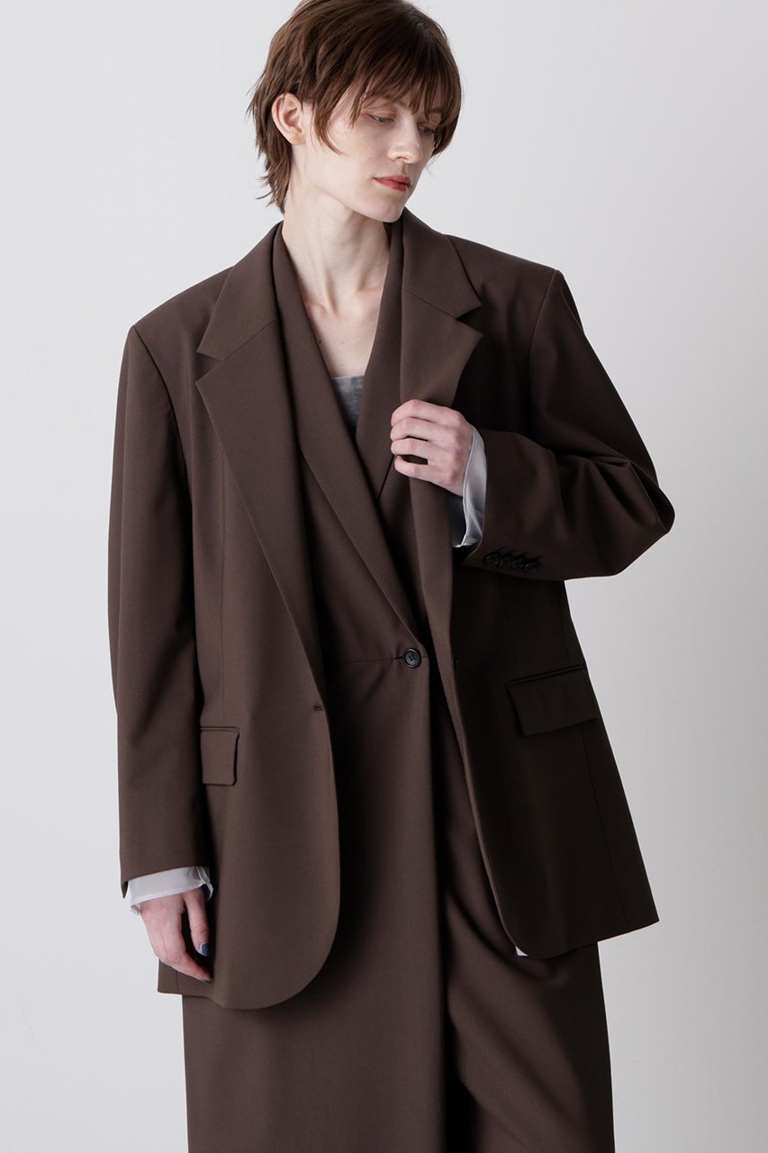 【ヒューエルミュージアム/hueLe Museum】の【hLM】レイヤードブレザー インテリア・キッズ・メンズ・レディースファッション・服の通販 founy(ファニー) 　ファッション　Fashion　レディースファッション　Fashion for Women　アウター　Coat / Outerwear Collection　レディースジャケット・軽アウター　Jackets　オーガンジー　Organza Fabric　ジャケット　Jacket, Outerwear　ストレッチ　Stretch, Stretchy Fabric　スリーブ　Sleeve, Long Sleeve / Short Sleeve　ブラウン|ID: prp329100004640179 ipo3291000000035939029