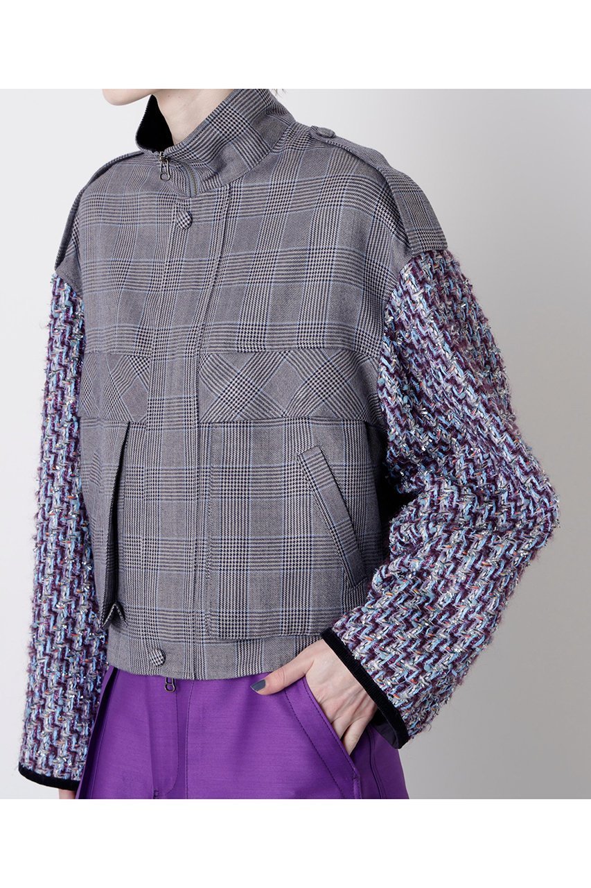 【ヒューエルミュージアム/hueLe Museum】の【STUMBLY】Tweed Sleeve Stand Zip UP JK 人気、トレンドファッション・服の通販 founy(ファニー) 　ファッション　Fashion　レディースファッション　Fashion for Women　アウター　Coat / Outerwear Collection　レディースジャケット・軽アウター　Jackets　2025年　2025　2025-2026秋冬・A/W　Autumn/Winter 2025–26 AW25–26　クラシカル　Classical, Vintage-Inspired　コーデュロイ　Corduroy, Cord Fabric　ジャケット　Jacket, Outerwear　チェック　Check, Plaid, Tartan　ツイード　Twill, Twill Weave　ブルゾン　Blouson, Bomber Jacket　ミリタリー　Military, Army Style　A/W・秋冬　Autumn/Winter　other-6|ID: prp329100004640180 ipo3291000000033450334