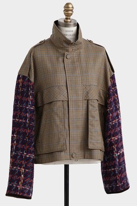 【ヒューエルミュージアム/hueLe Museum】 【STUMBLY】Tweed Sleeve Stand Zip UP JK人気、トレンドファッション・服の通販 founy(ファニー) ファッション Fashion レディースファッション Fashion for Women アウター Coat / Outerwear Collection レディースジャケット・軽アウター Jackets クラシカル Classical, Vintage-Inspired コーデュロイ Corduroy, Cord Fabric ジャケット Jacket, Outerwear チェック Check, Plaid, Tartan ツイード Twill, Twill Weave ブルゾン Blouson, Bomber Jacket ミリタリー Military, Army Style |ID:prp329100004640180
